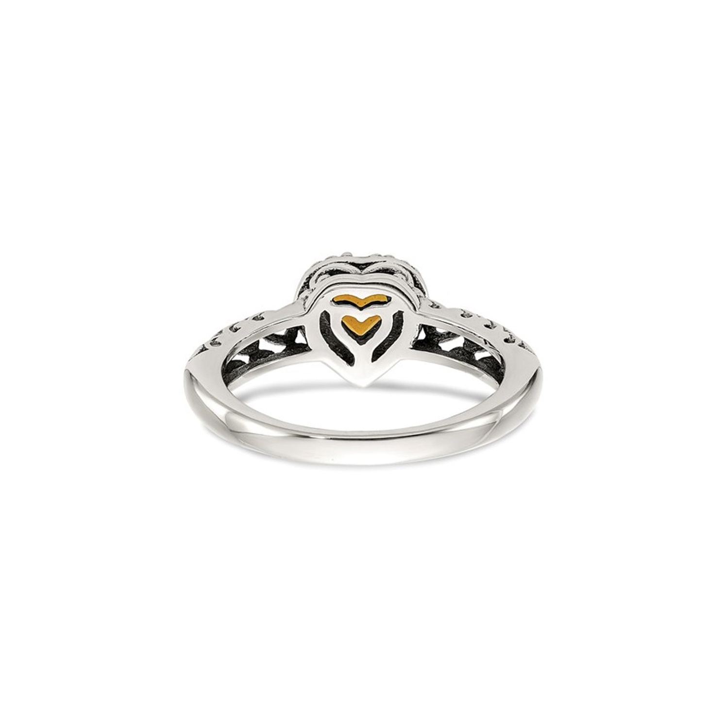 Antiqued Natural Citrine Heart Ring in Sterling Silver with 14K Gold Accents