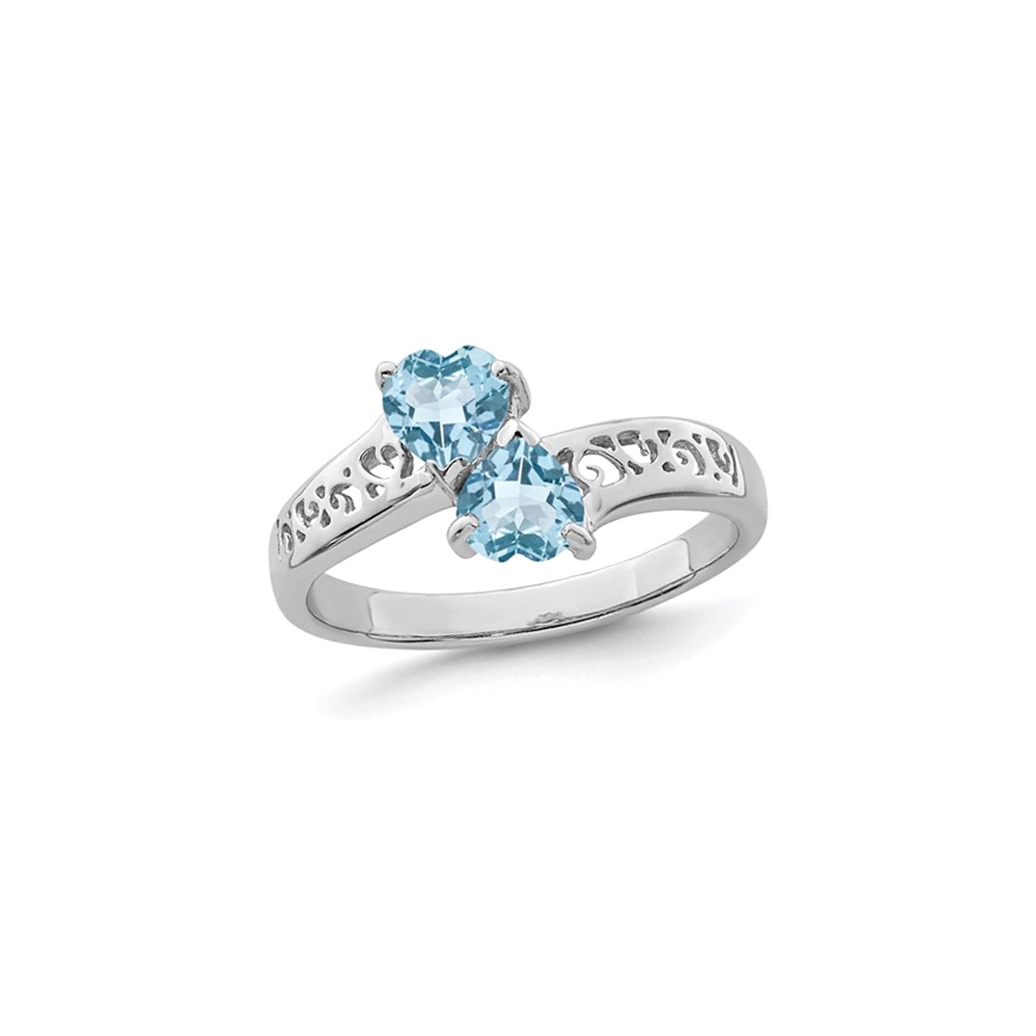 1.00 Carat Swiss Blue Topaz Heart Ring in Sterling Silver