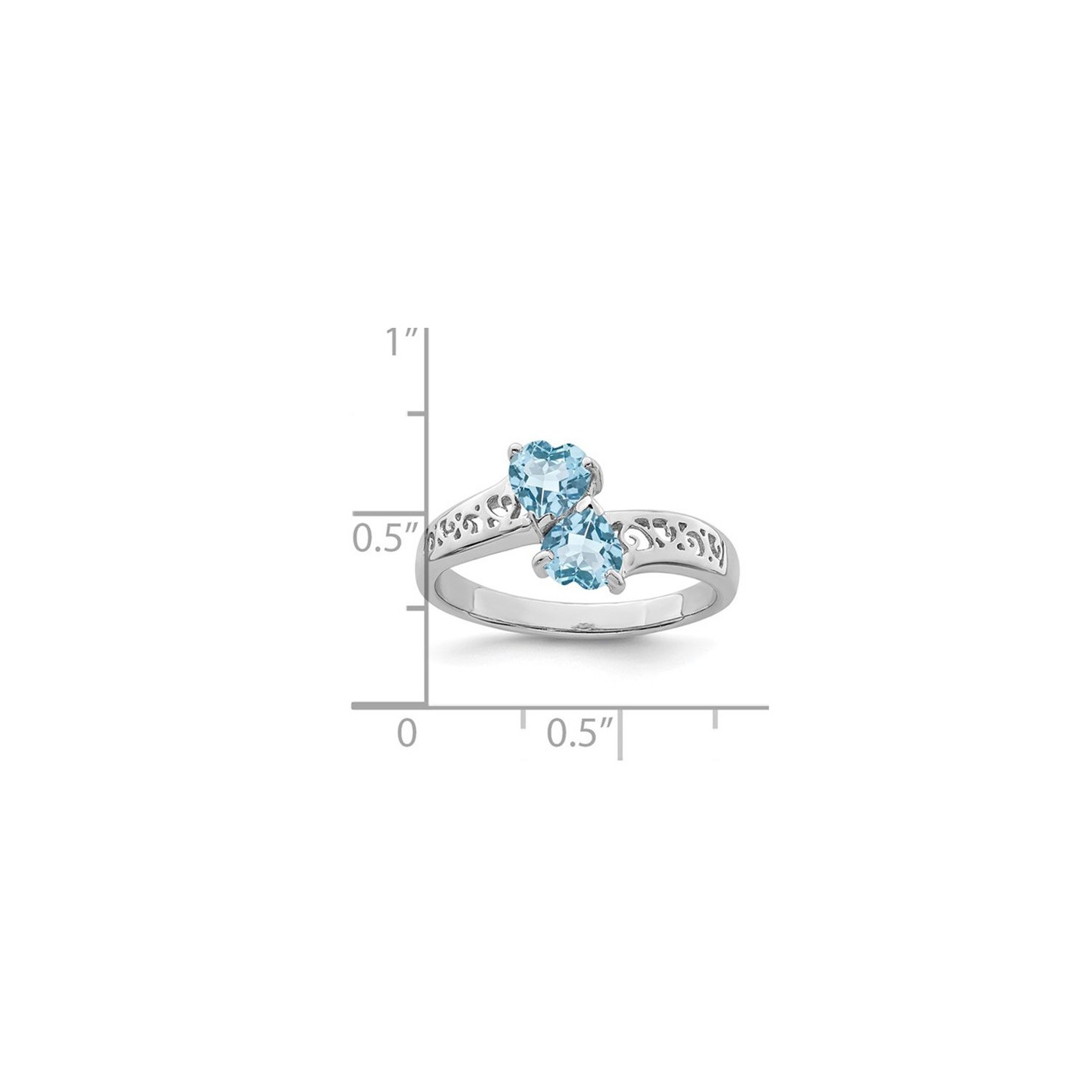 1.00 Carat Swiss Blue Topaz Heart Ring in Sterling Silver