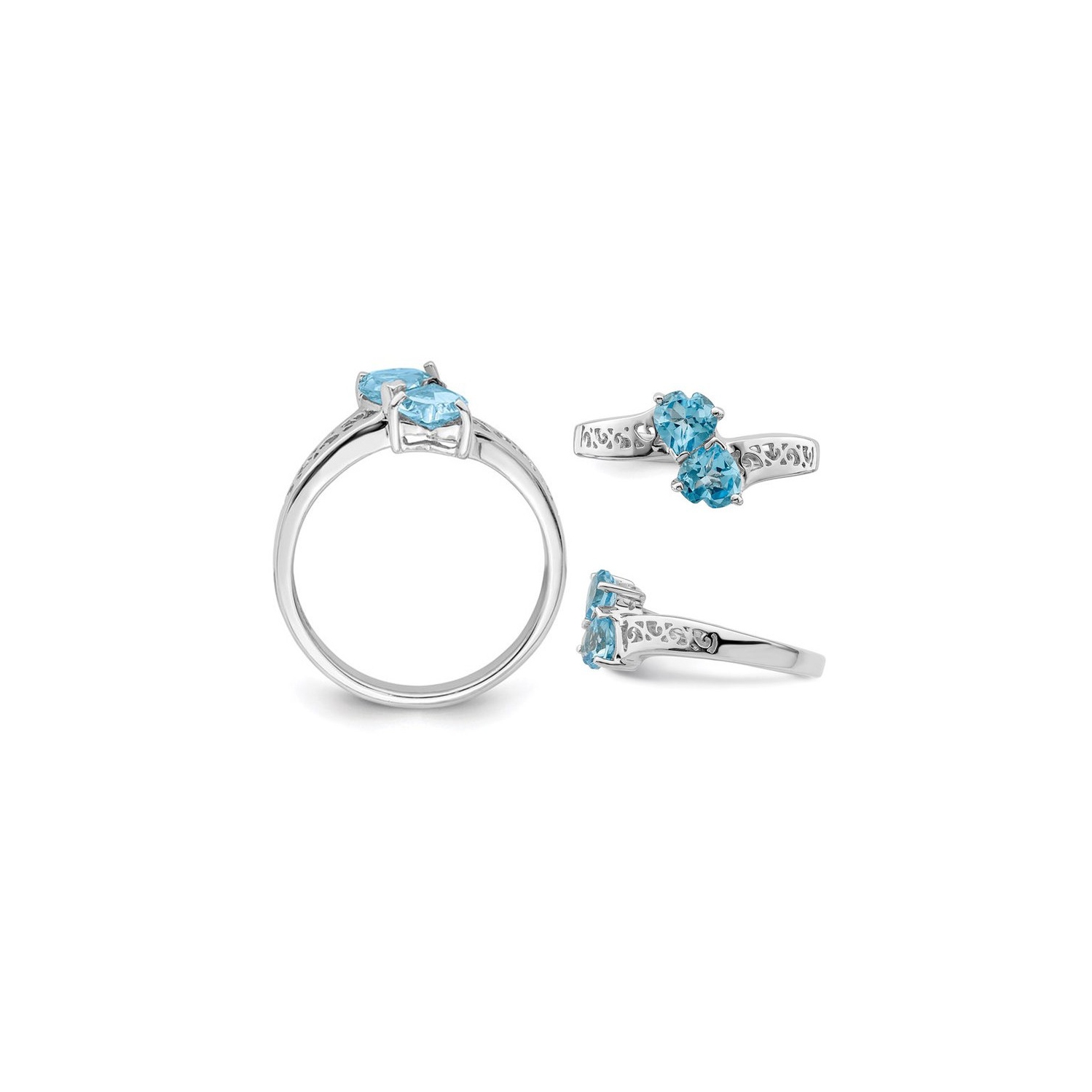 1.00 Carat Swiss Blue Topaz Heart Ring in Sterling Silver