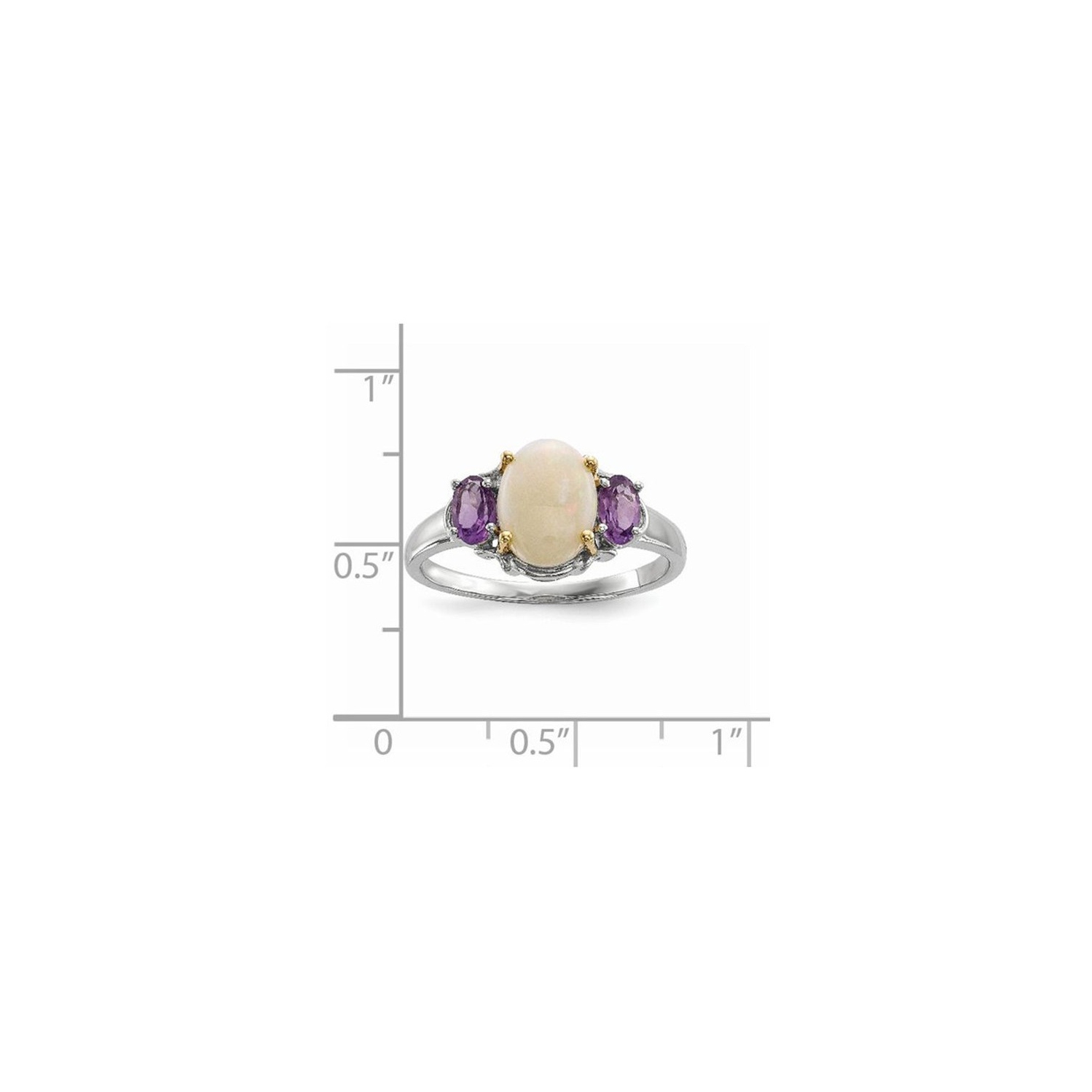 Amethyst and Created Opal Ring 1.35 Carats in Sterling Silver