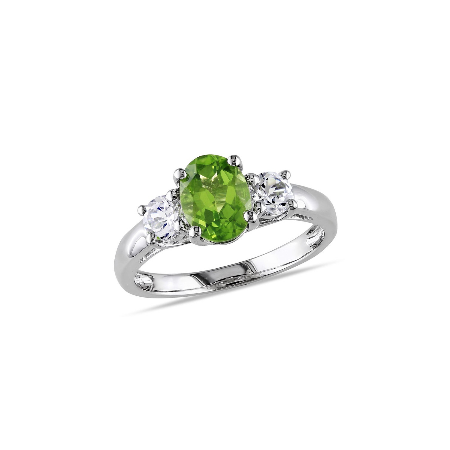 1.25 Carat Peridot Ring with Lab Created White Sapphire 3/5 Carat (ctw) in Sterling Silver
