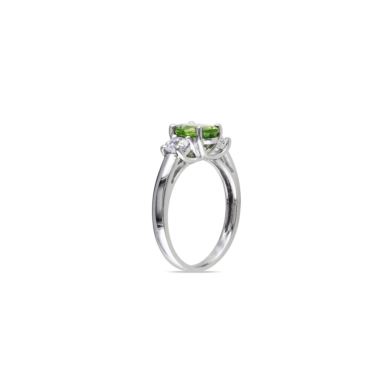 1.25 Carat Peridot Ring with Lab Created White Sapphire 3/5 Carat (ctw) in Sterling Silver