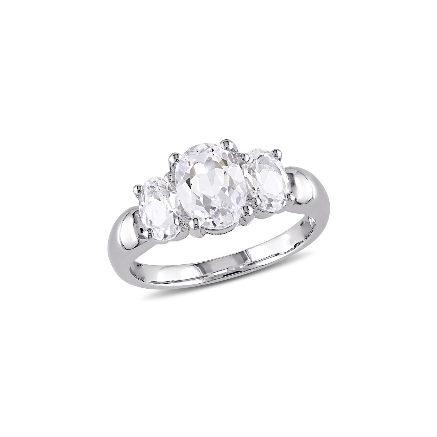 3 1/2 Carat Lab-Created White Sapphire Three Stone Ring in Sterling Silver