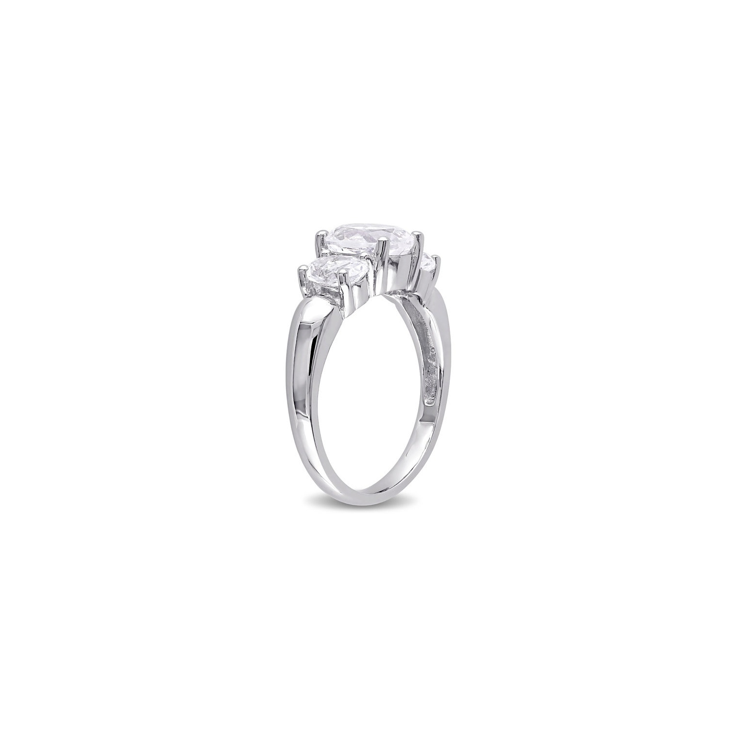 3 1/2 Carat Lab-Created White Sapphire Three Stone Ring in Sterling Silver