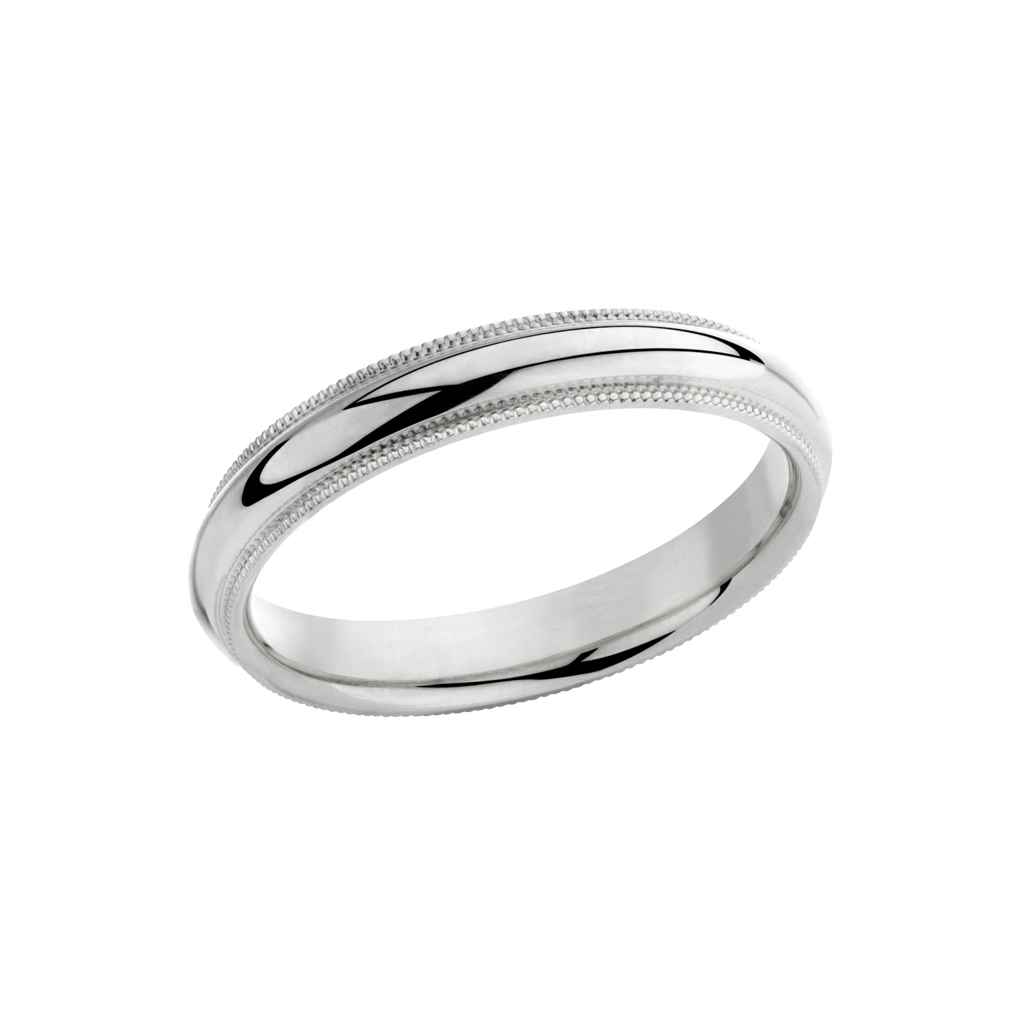 Ladies or Mens 14K White Gold 4mm Milgrain Wedding Band Ring