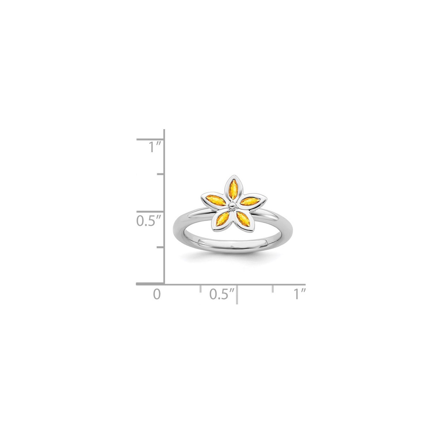 1/3 Carat Citrine Flower Ring in Sterling Silver