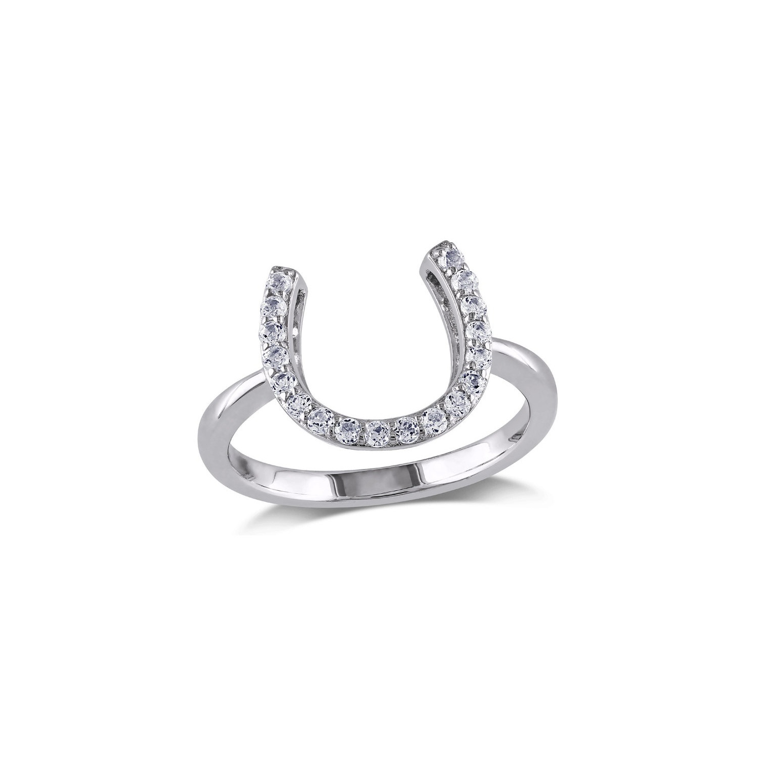 1/2 Carat White Topaz Horseshoe Ring In Sterling Silver