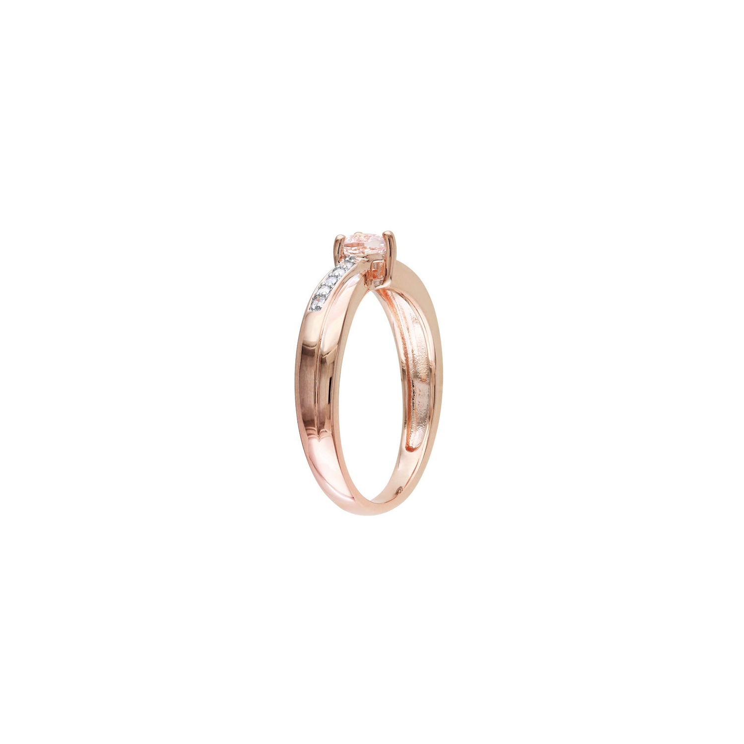 Bague en coeur en morganite 1/4&nbsp;carat avec diamants en argent sterling plaqué rose