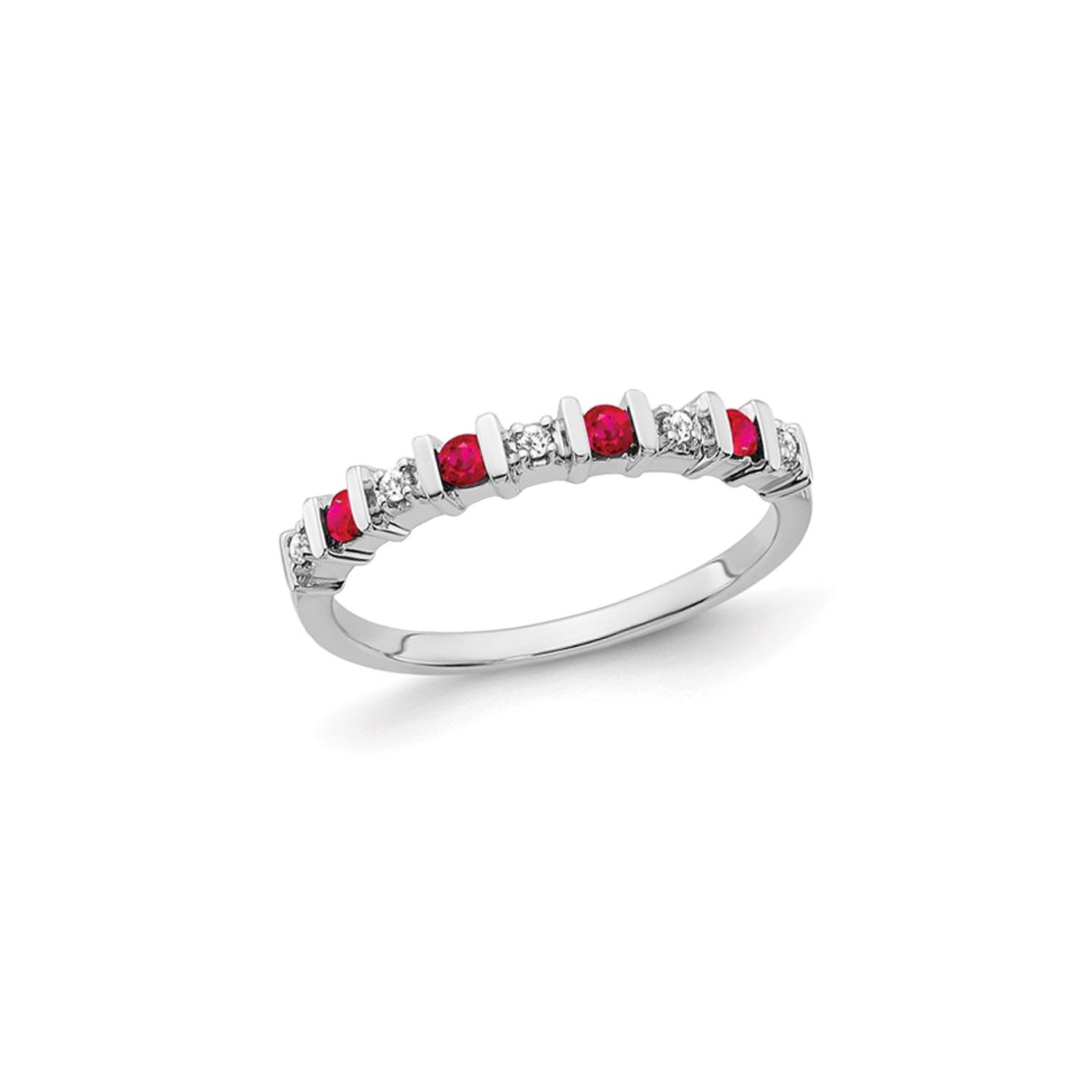 1/5 Carat Natural Ruby Ring in 14K White Gold with Diamonds