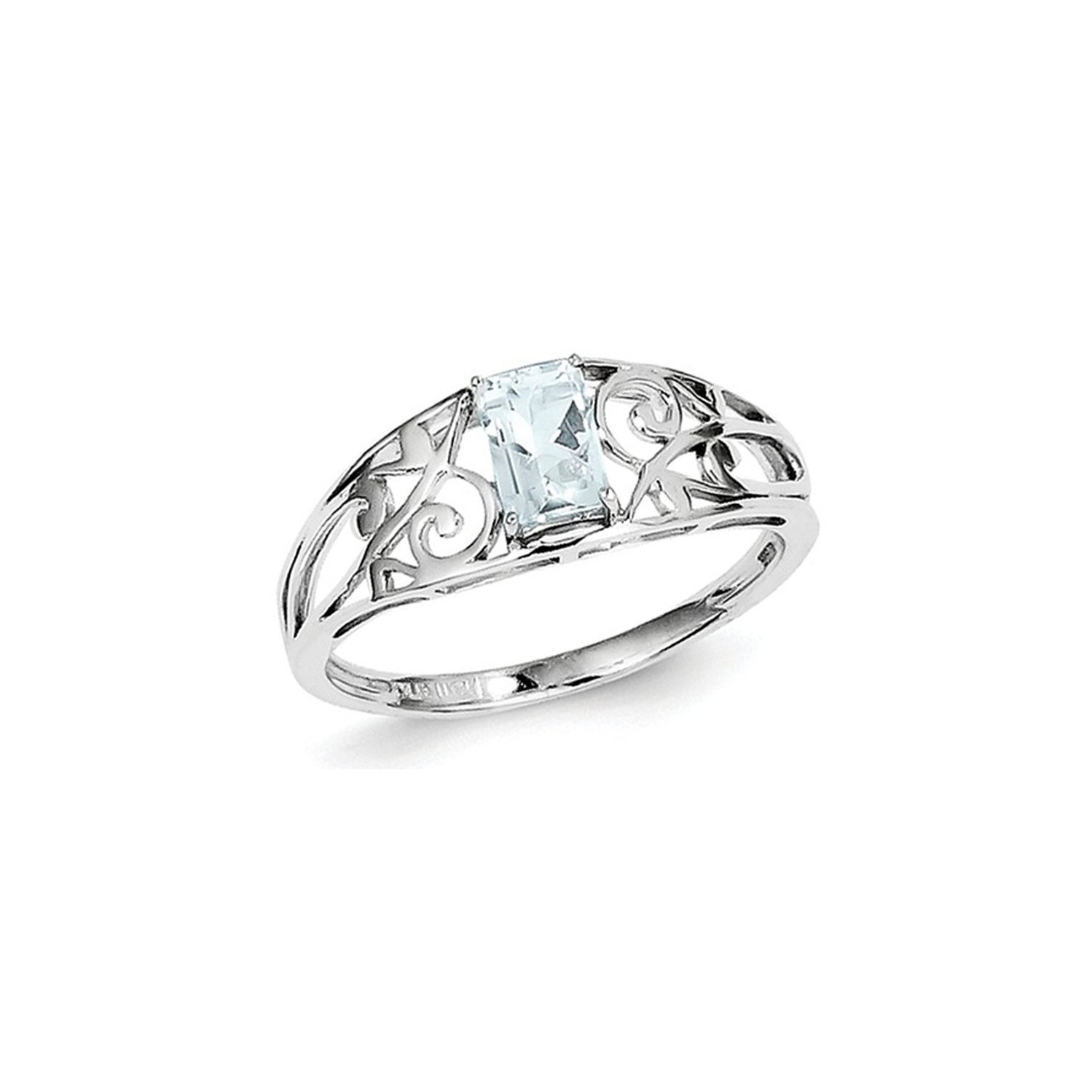 1/2 Carat Emerald-Cut Aquamarine Ring in Sterling Silver