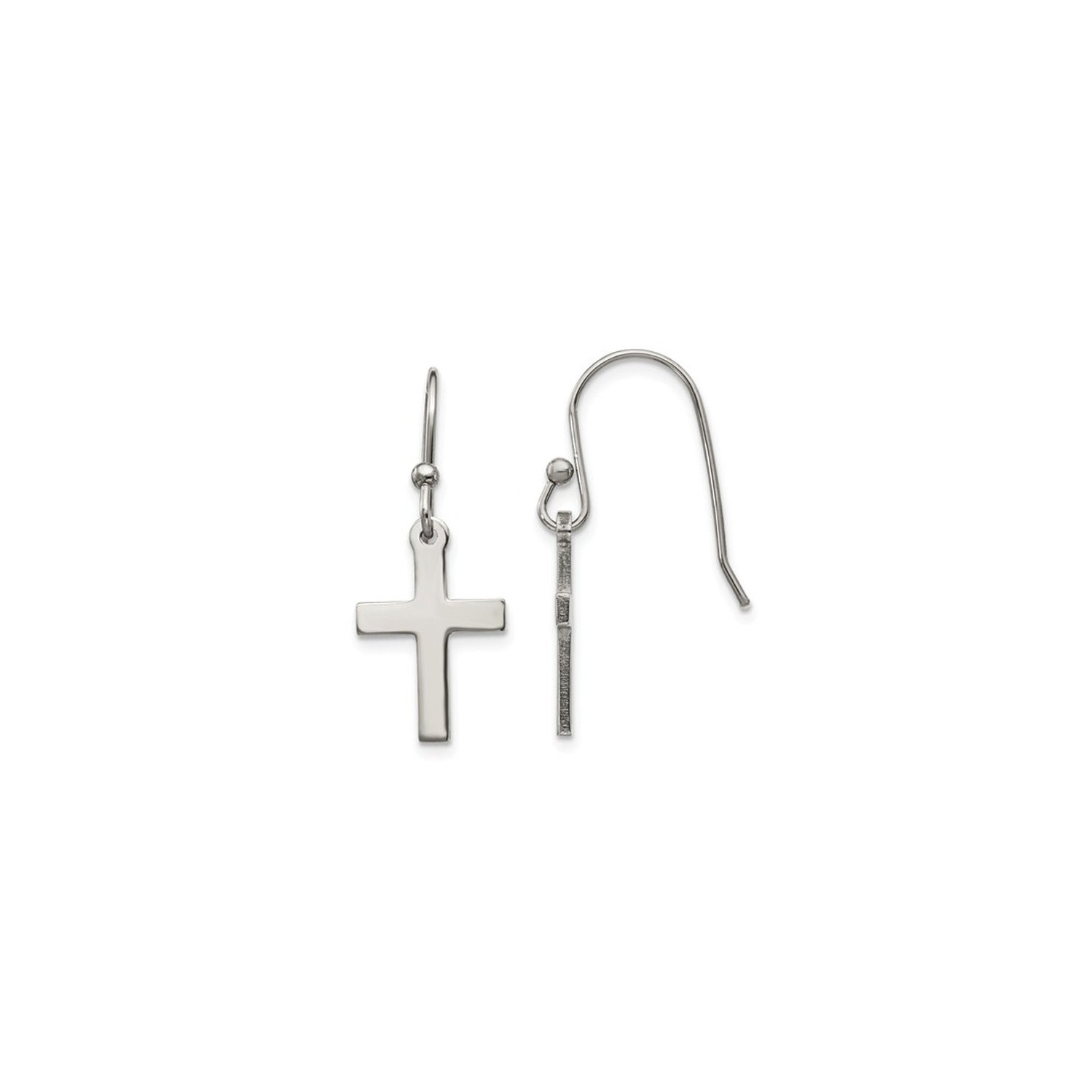 Stainless Steel Polished Cross Earrings