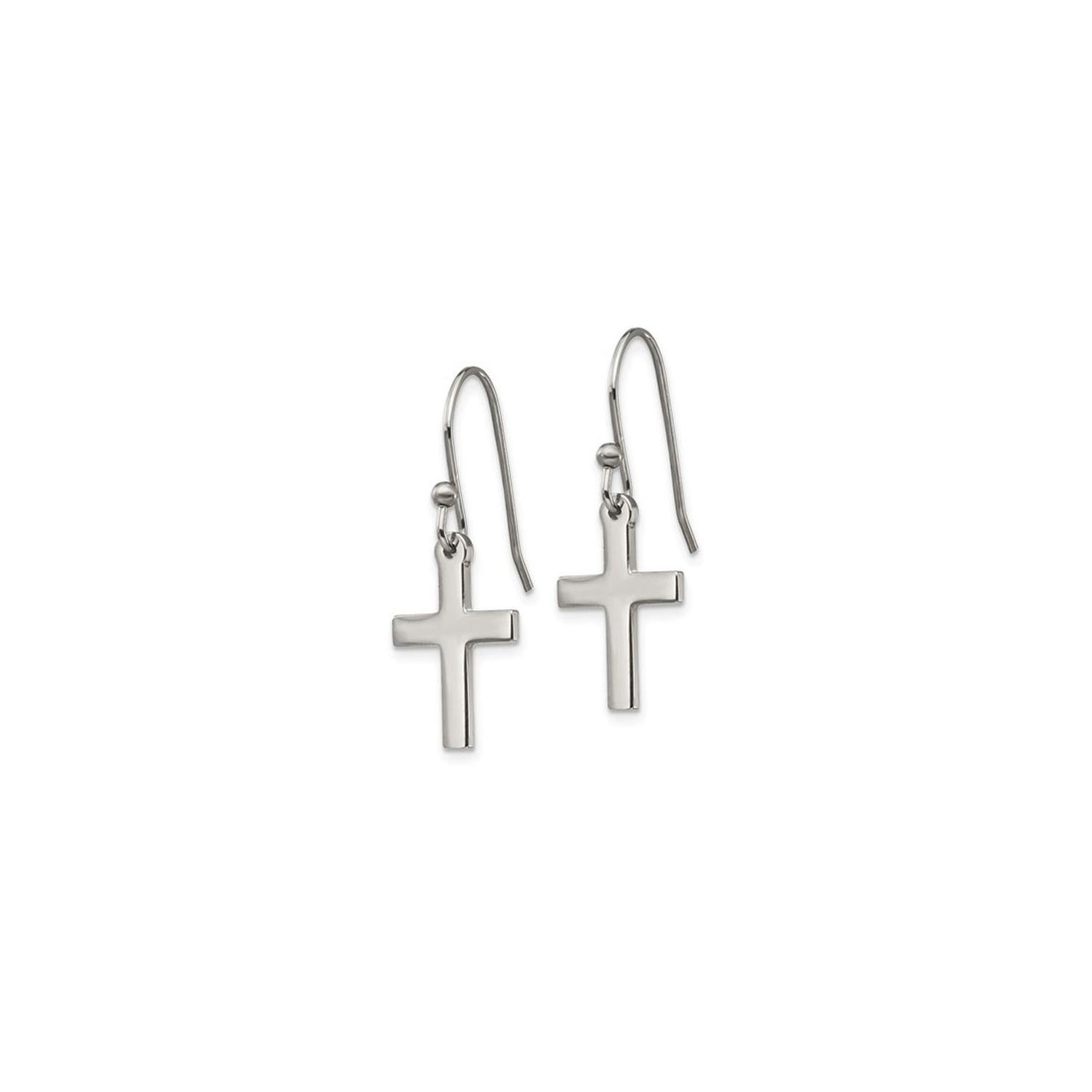 Stainless Steel Polished Cross Earrings