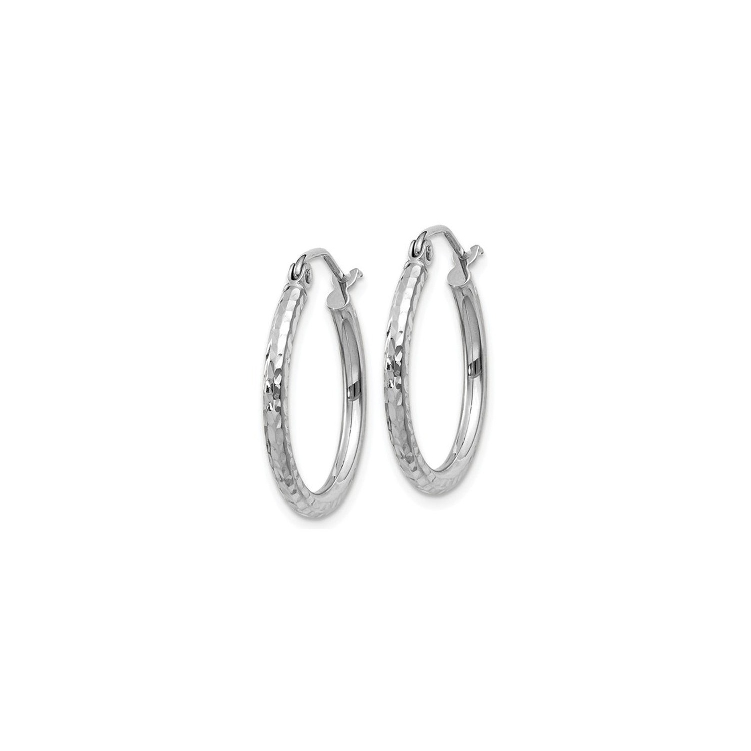 Diamond Cut Hoop Earrings 3/4 Inch in 14K White Gold