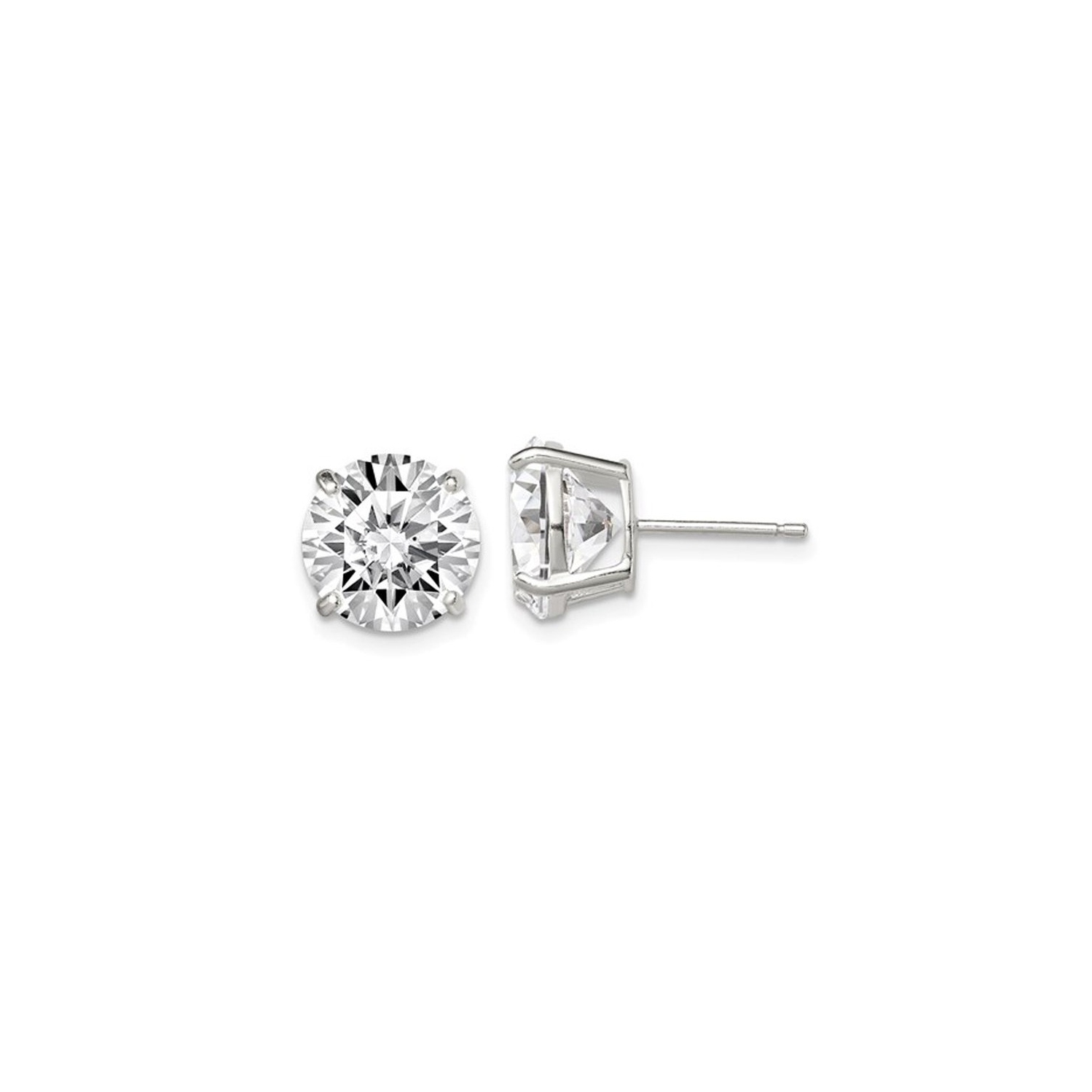 10mm Cubic Zirconia (CZ) Stud Earrings 8.00 Carat (ctw) in Sterling Silver