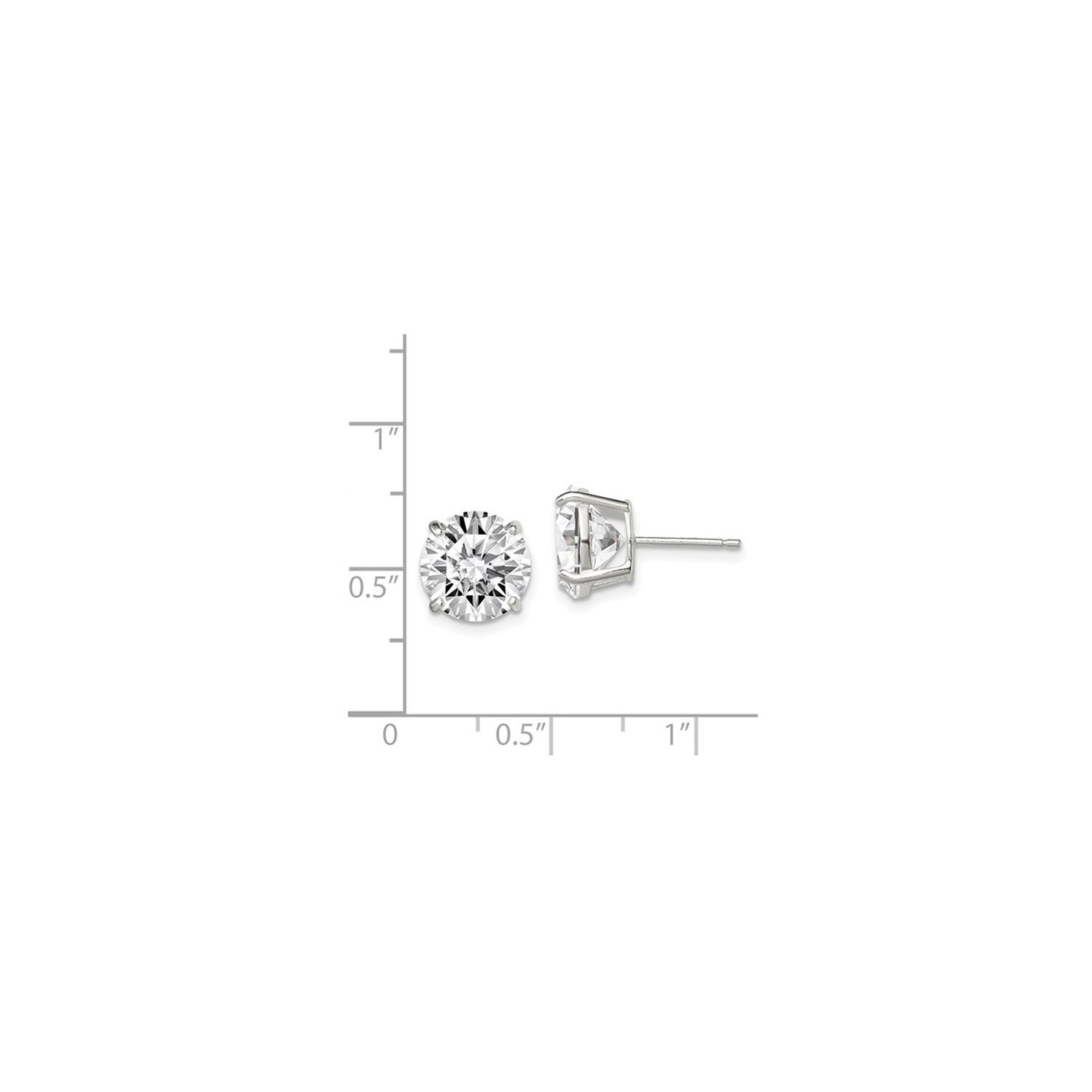 10mm Cubic Zirconia (CZ) Stud Earrings 8.00 Carat (ctw) in Sterling Silver