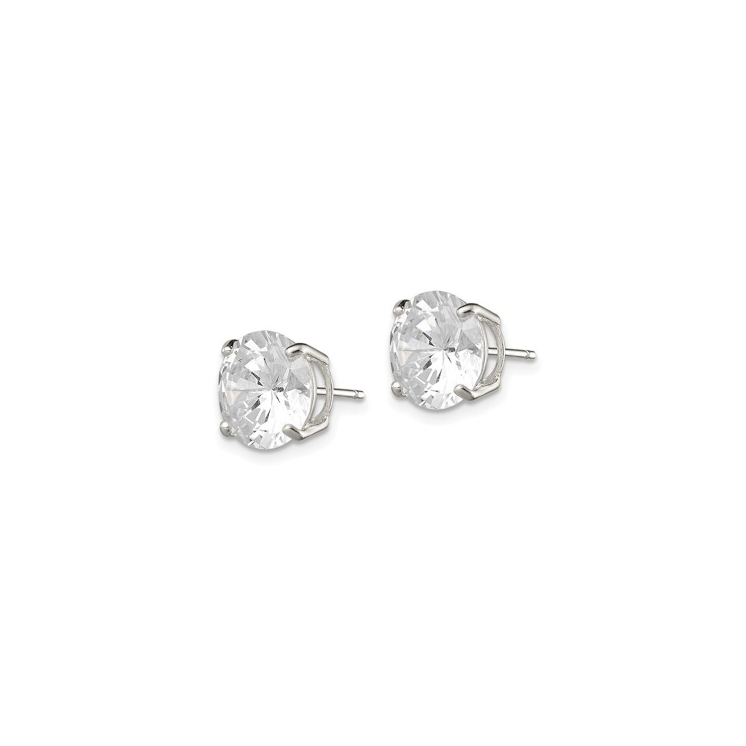 10mm Cubic Zirconia (CZ) Stud Earrings 8.00 Carat (ctw) in Sterling Silver