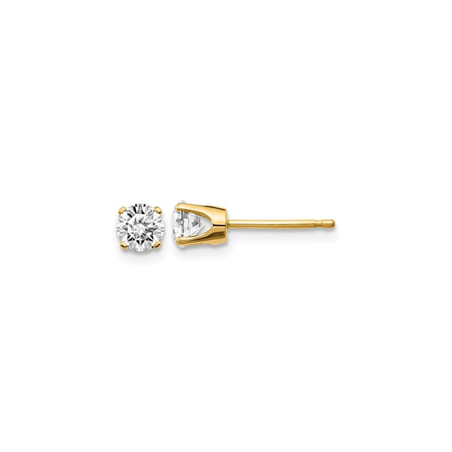 3/5 Carat (ctw I2, K-L) Diamond Solitaire Stud Earrings in 14K Yellow Gold