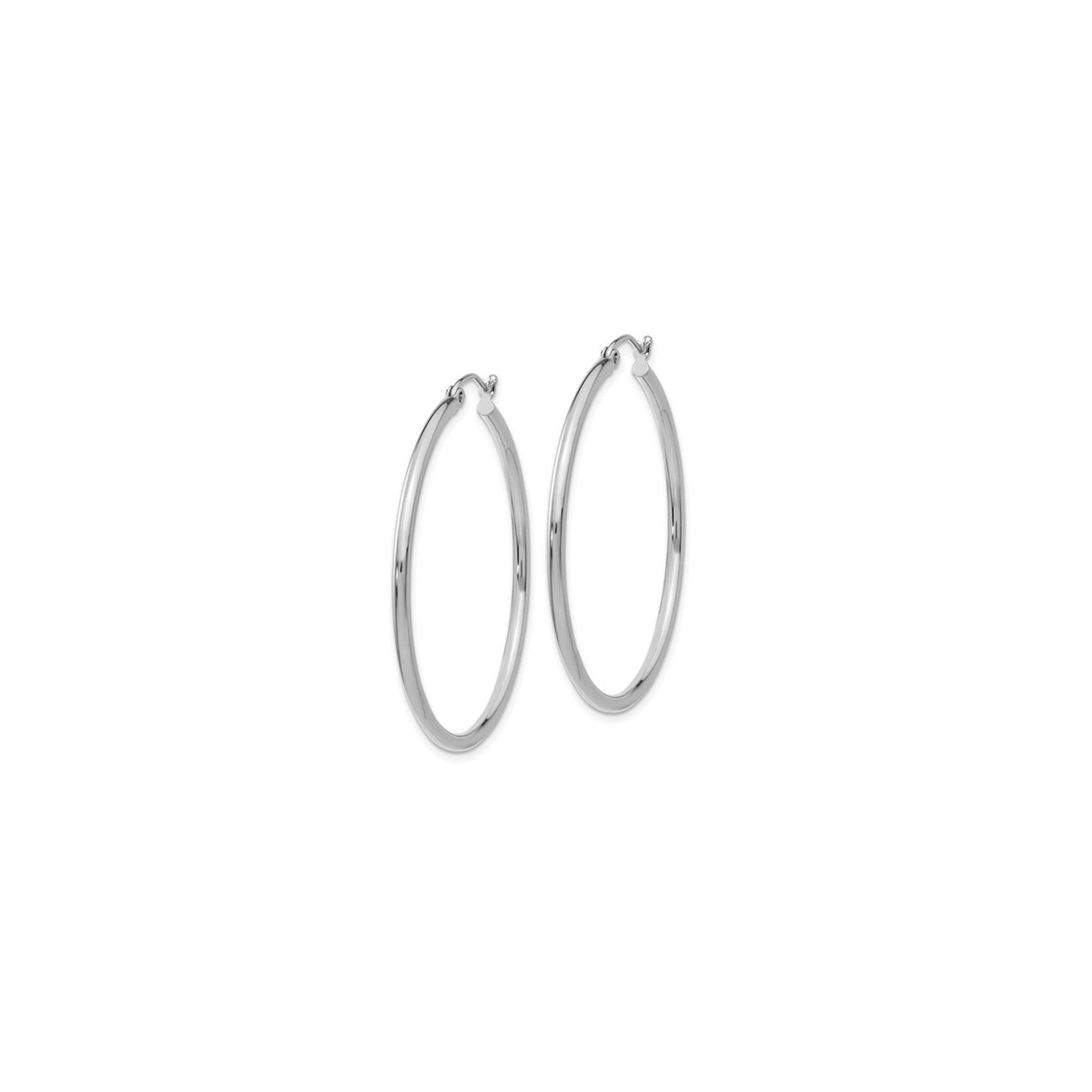 14K White Gold Hoop Earrings 1 2/5 inch