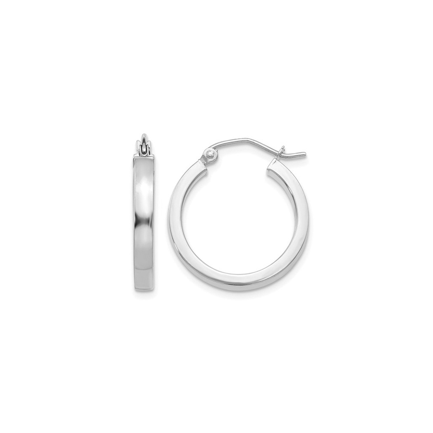 14K White Gold Hoop Earrings 20mm