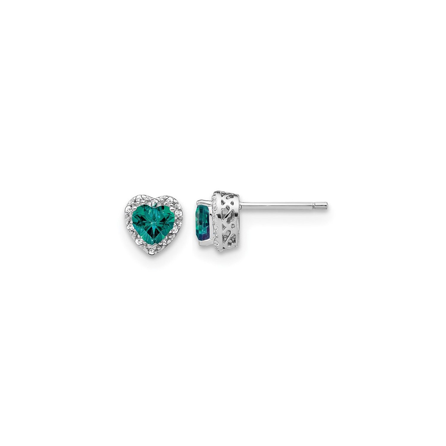 4/5 Carat Lab-Created Alexandrite Heart Stud Earrings in Sterling Silver