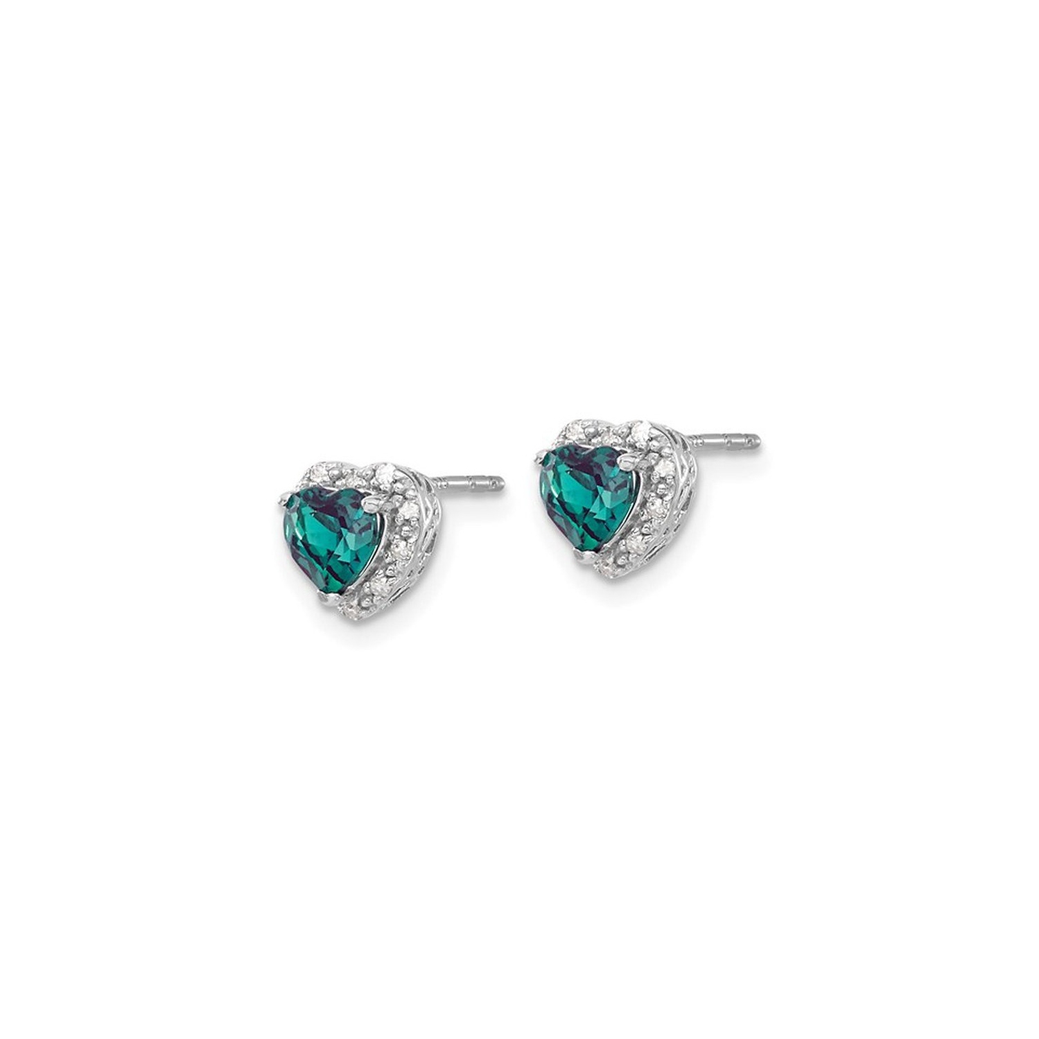 4/5 Carat Lab-Created Alexandrite Heart Stud Earrings in Sterling Silver
