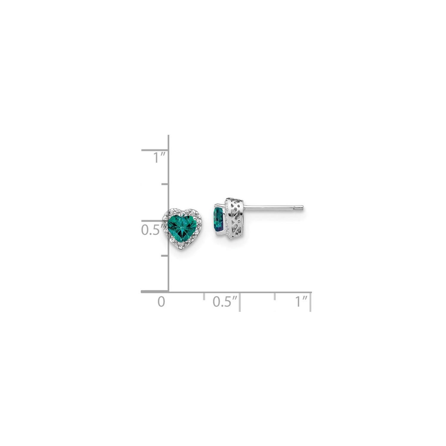 4/5 Carat Lab-Created Alexandrite Heart Stud Earrings in Sterling Silver
