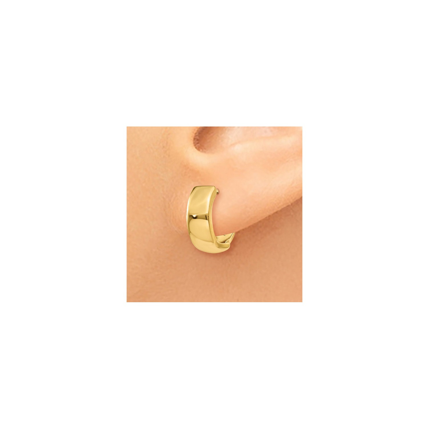 14K Yellow Gold Hinged Huggie Hoop Earrings
