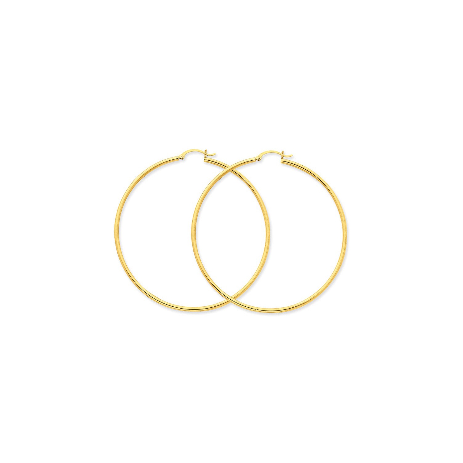 14K Yellow Gold Extra Large Hoop Earrings 2 1/2 Inch