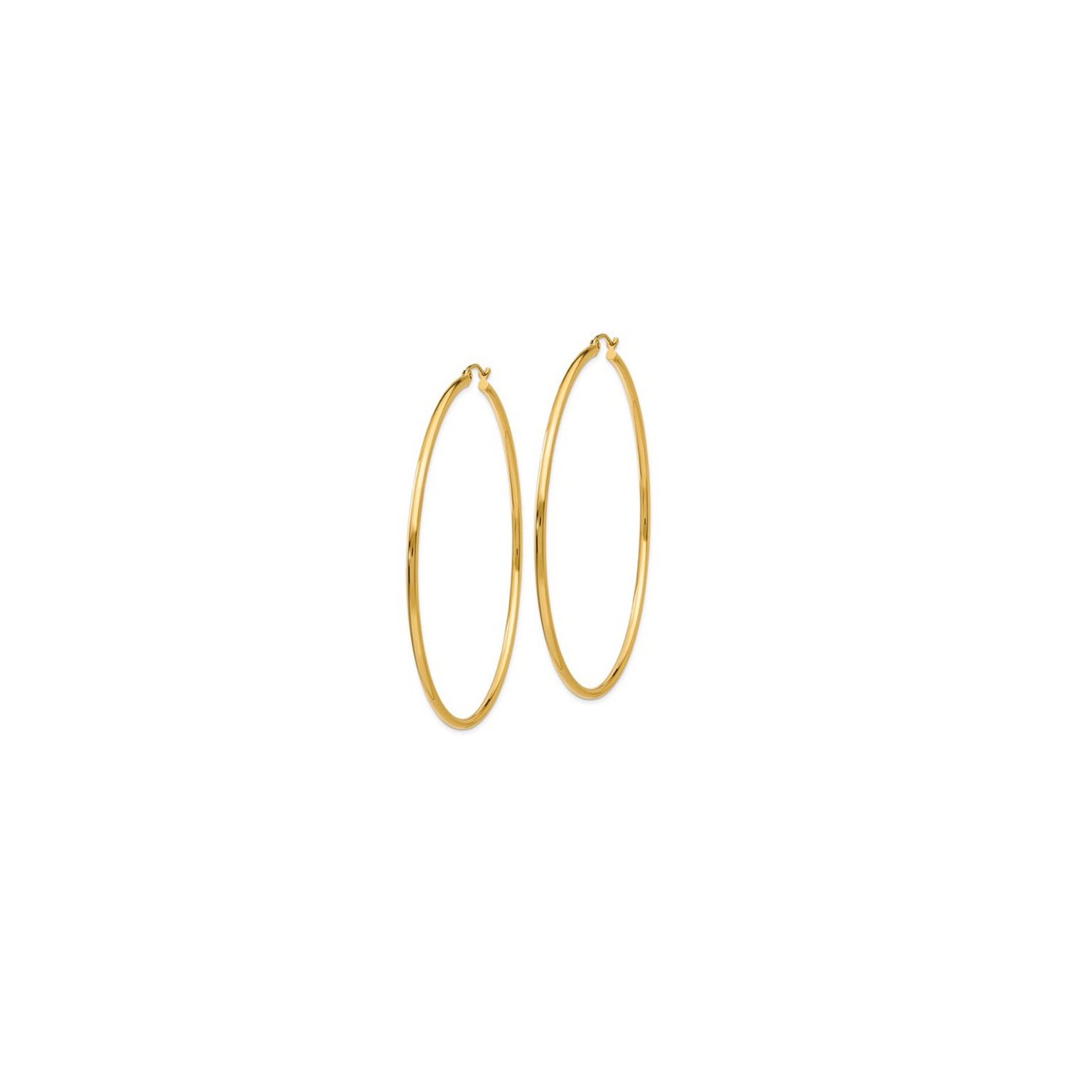 14K Yellow Gold Extra Large Hoop Earrings 2 1/2 Inch