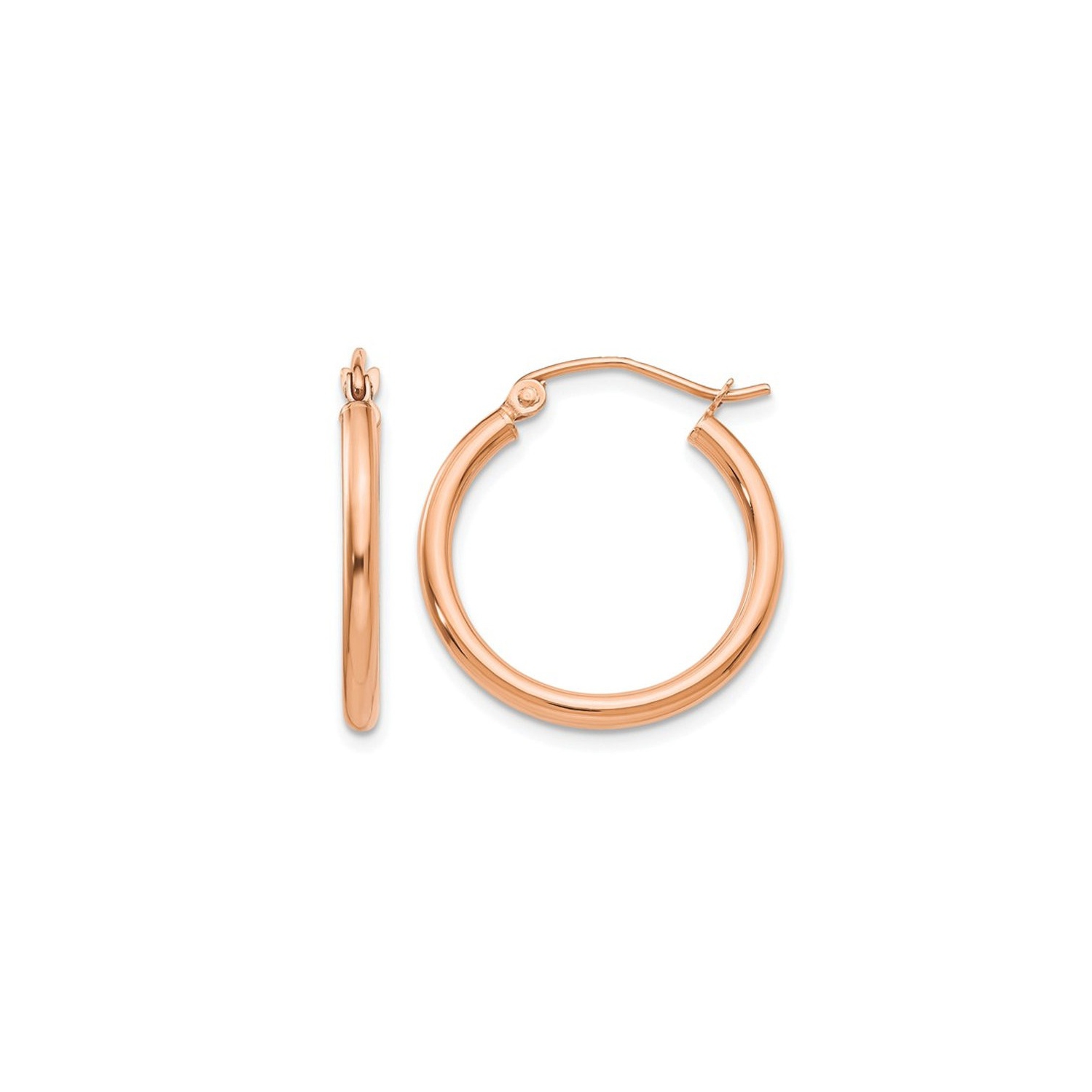 14K Rose Pink Gold Hoop Earrings 3/4 Inch
