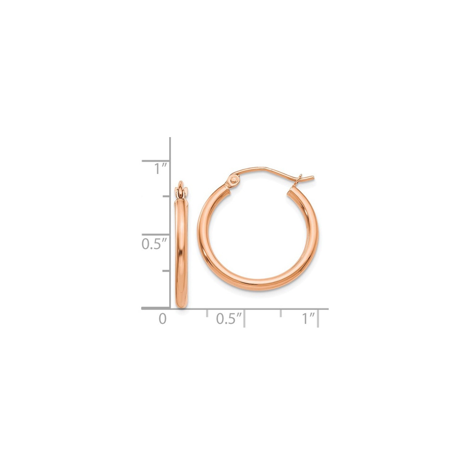 14K Rose Pink Gold Hoop Earrings 3/4 Inch