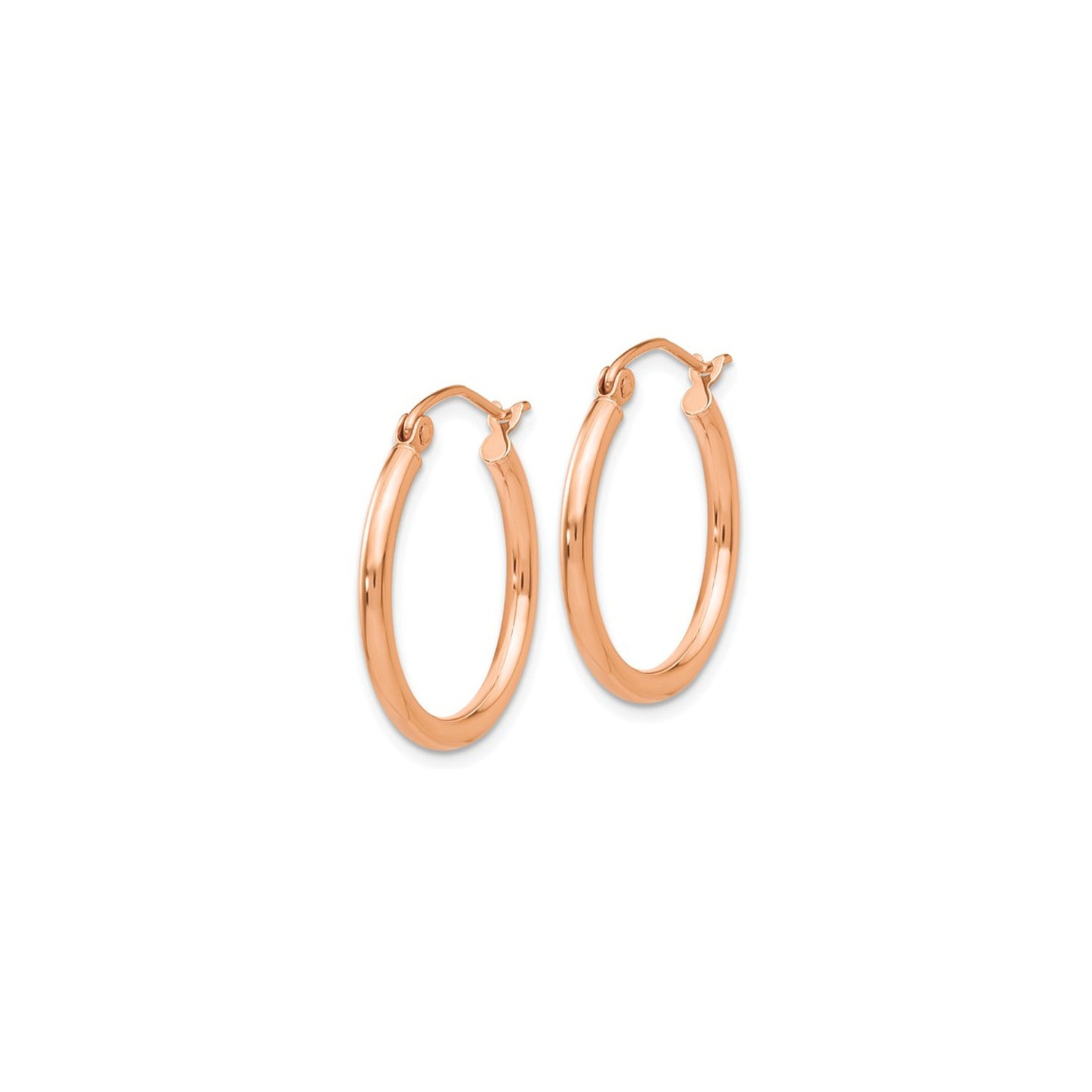 14K Rose Pink Gold Hoop Earrings 3/4 Inch