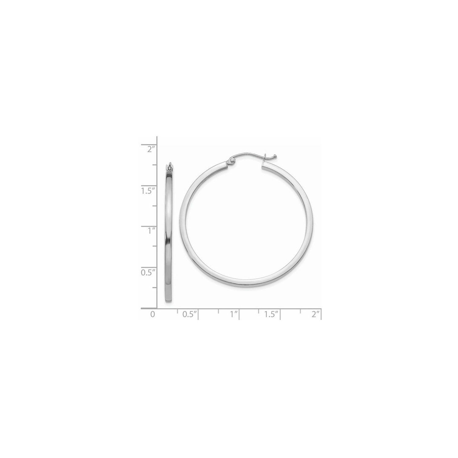 Large Hoop Earrings in 14K White Gold 1 1/2 Inch