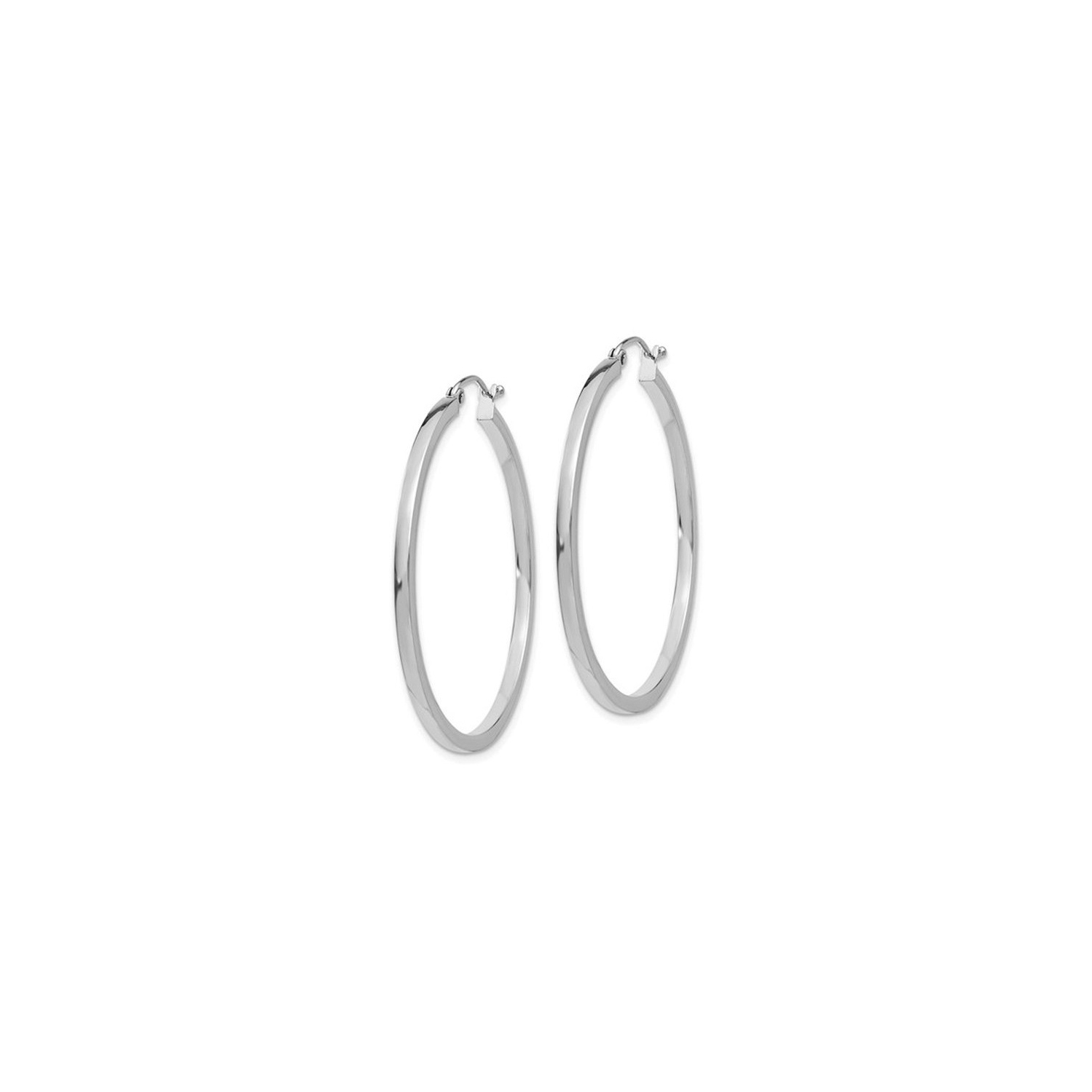 Large Hoop Earrings in 14K White Gold 1 1/2 Inch