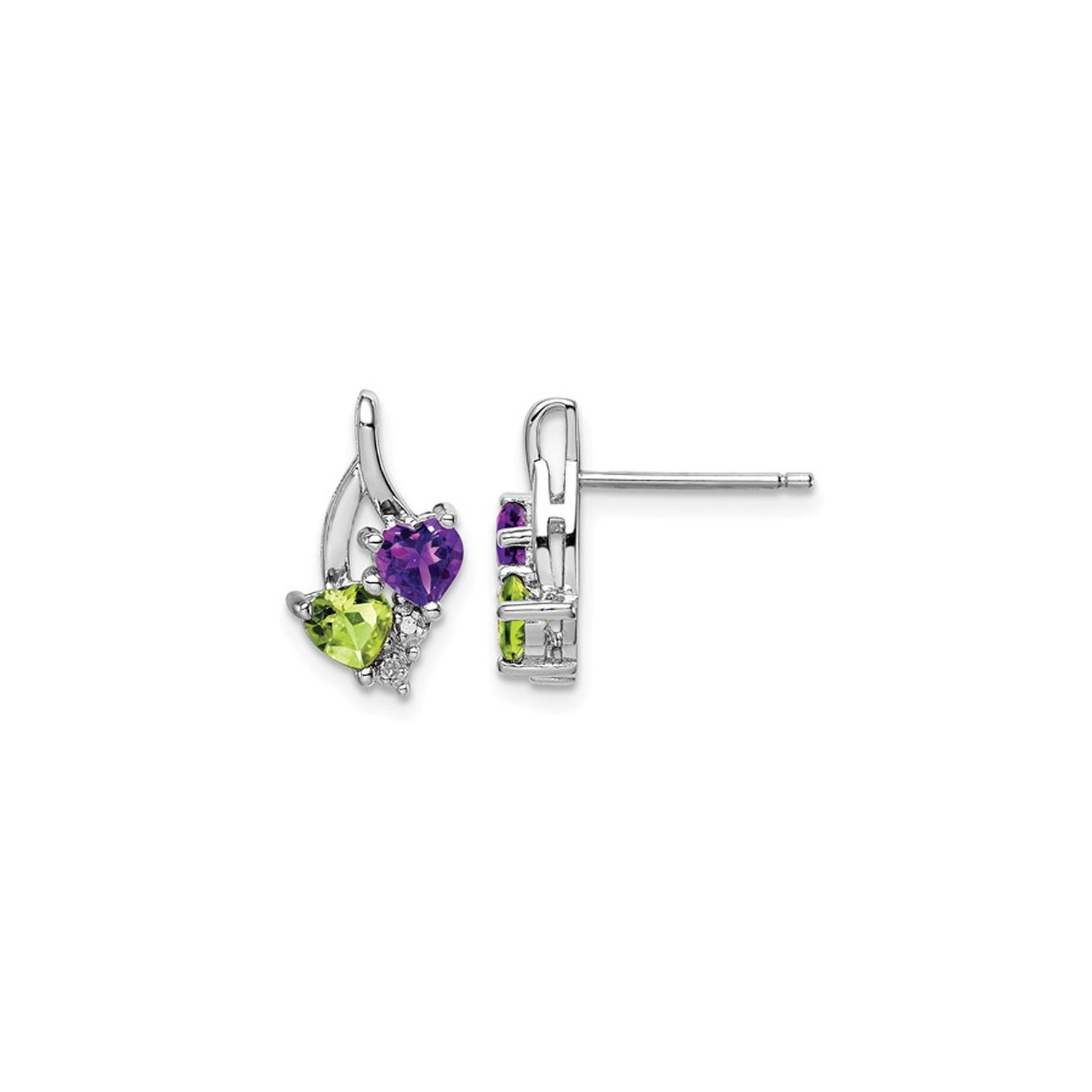 Sterling Silver Amethyst and Green Peridot Earrings
