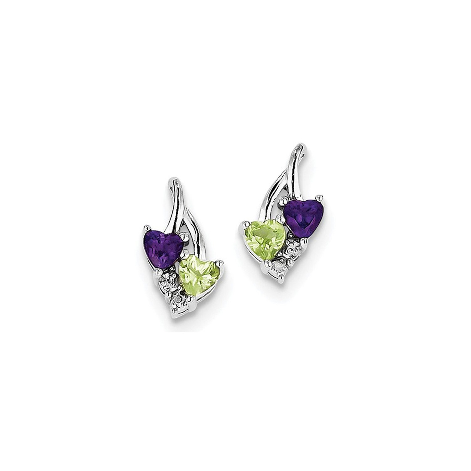 Sterling Silver Amethyst and Green Peridot Earrings