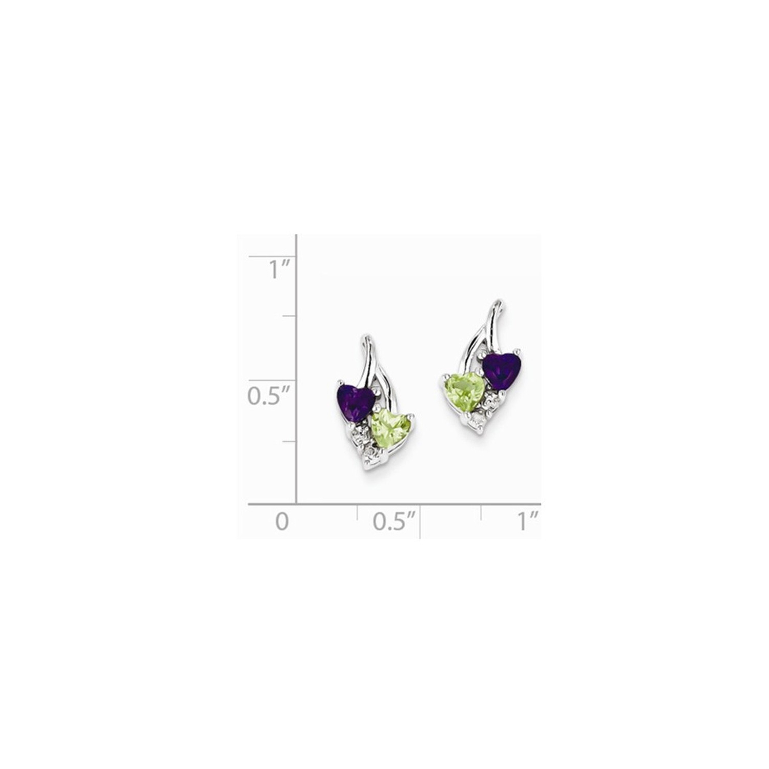 Sterling Silver Amethyst and Green Peridot Earrings