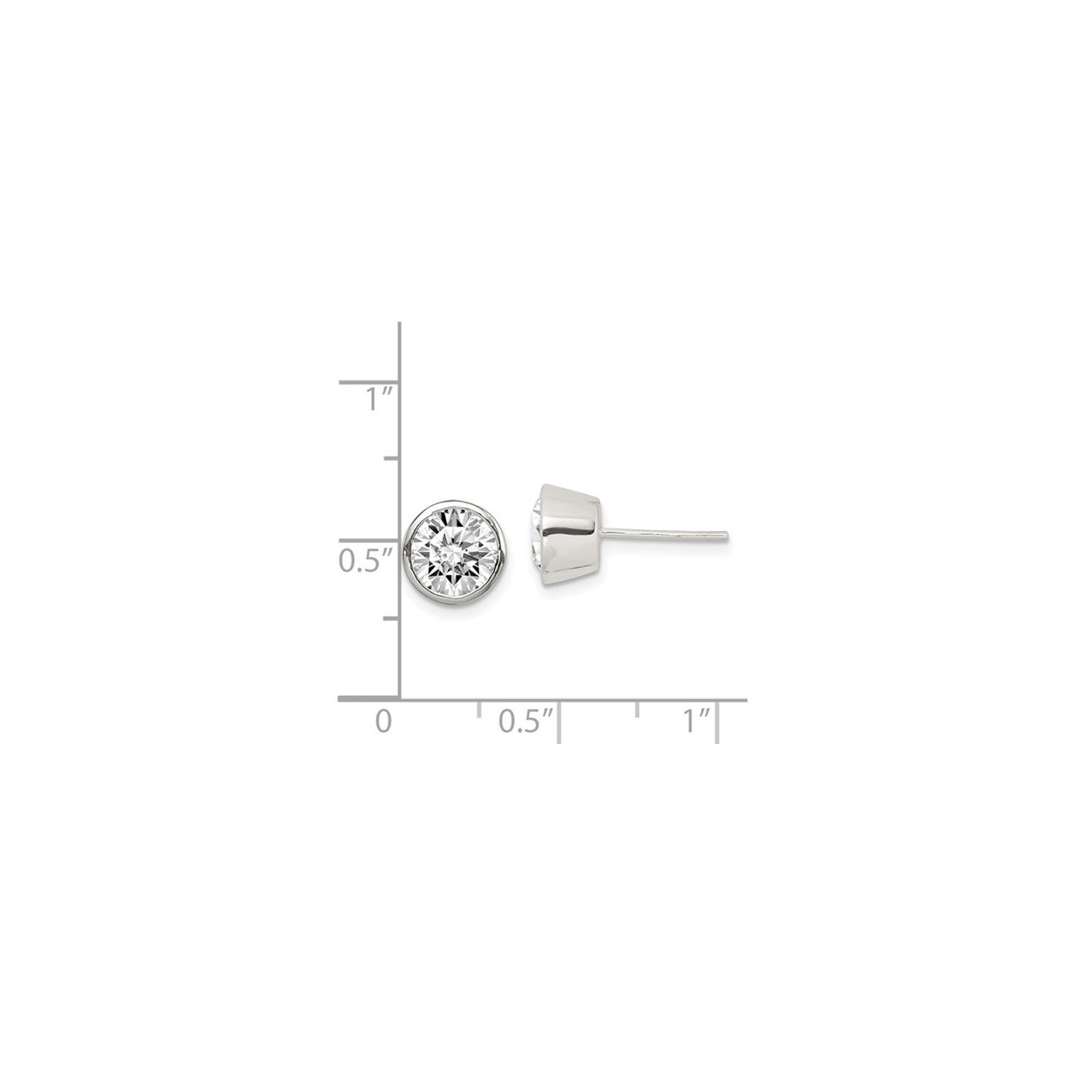 Clous d’oreilles solitaires 7 mm en argent sterling avec zircons cubiques 2.50 Carat (ct)