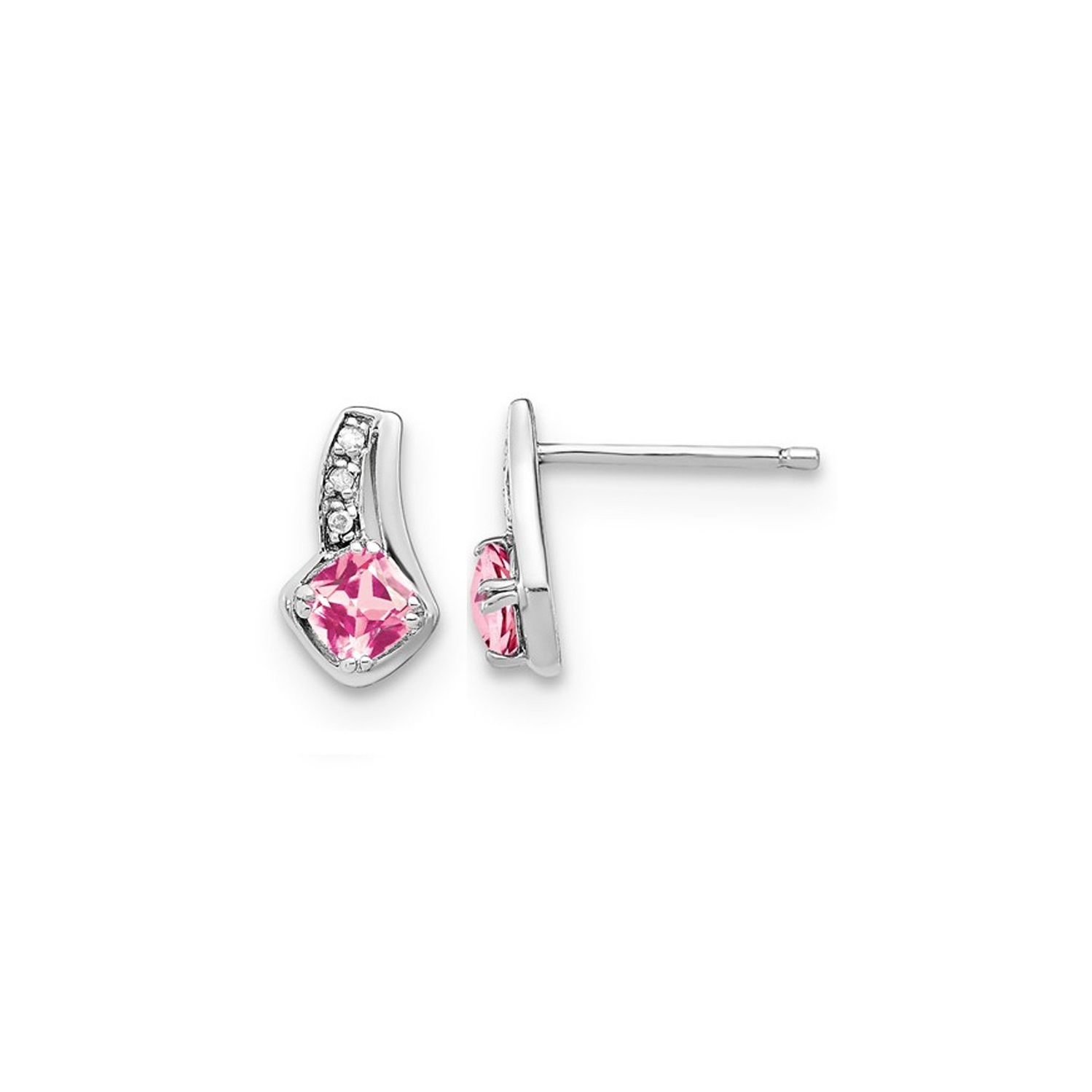 4/5 Carat lab Created Pink Sapphire Earrings in Sterling Silver