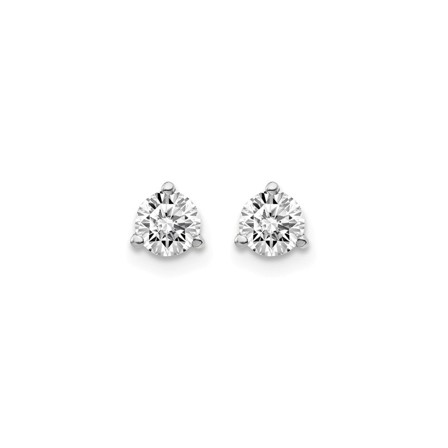 1/2 Carat Lab Grown Diamond Solitaire Stud Earrings in 14K White Gold 3-Prong