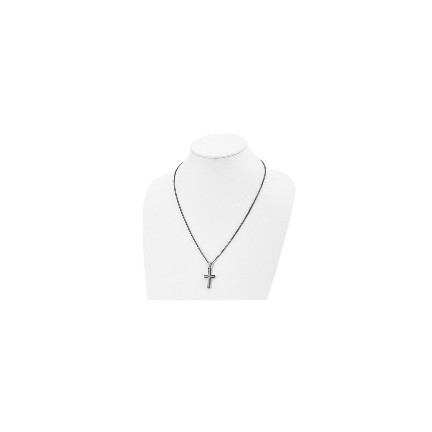 Mens Titanium Cross Pendant Necklace with Diamond Accent and Chain