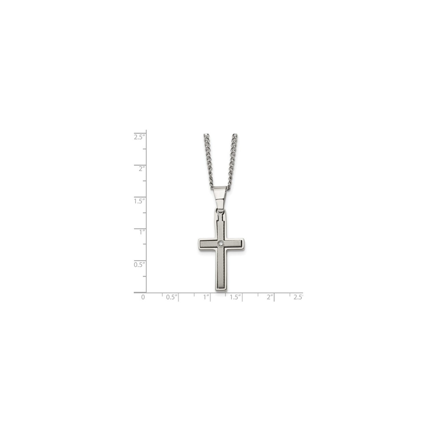 Mens Titanium Cross Pendant Necklace with Diamond Accent and Chain