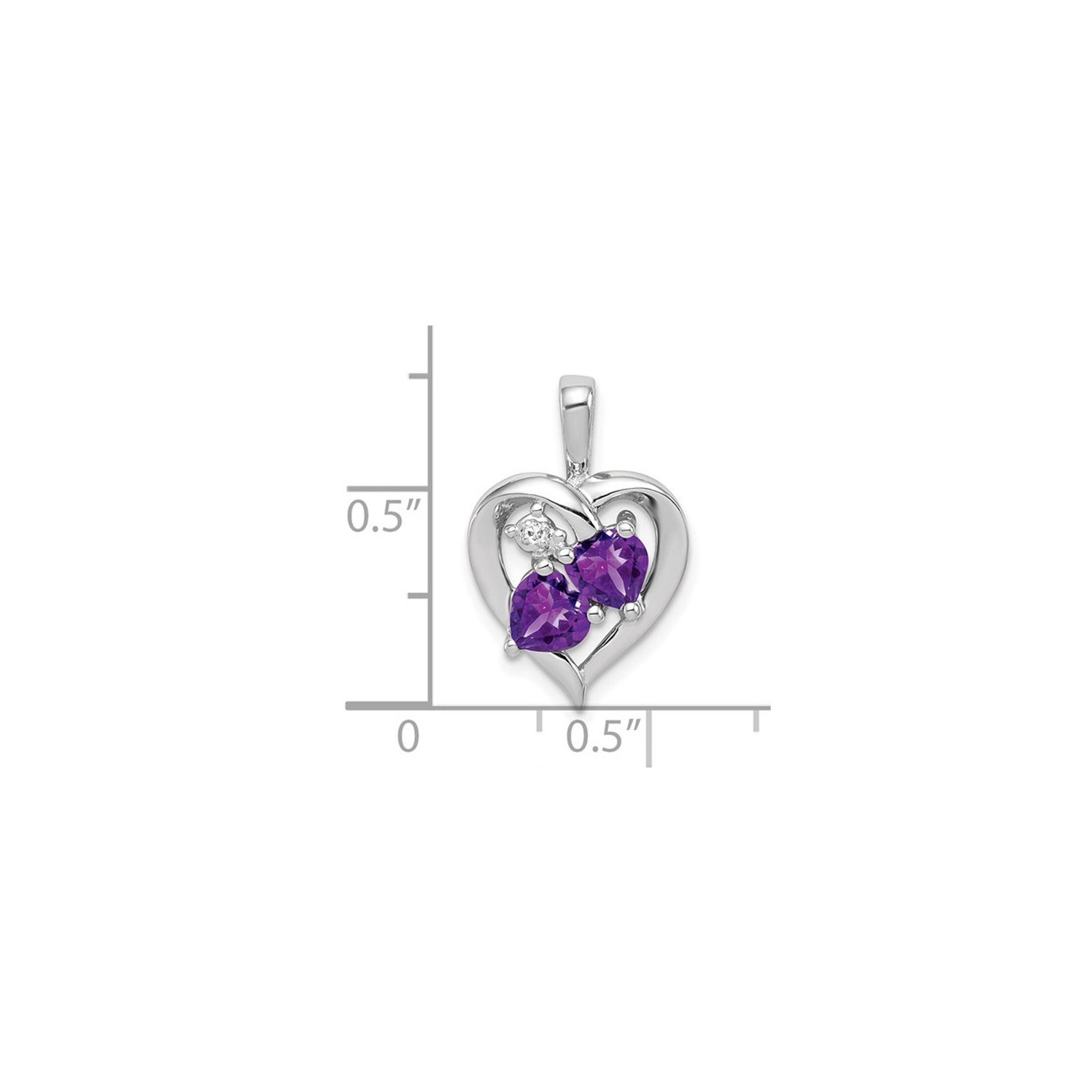 4/5 Carat Amethyst Heart Pendant Necklace in Sterling Silver with Chain