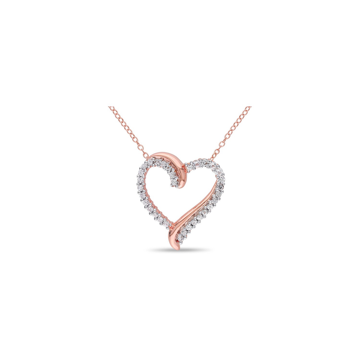 3/4 Carat Lab-Created White Sapphire Pendant Necklace in Rose Plated Sterling Silver With Chain
