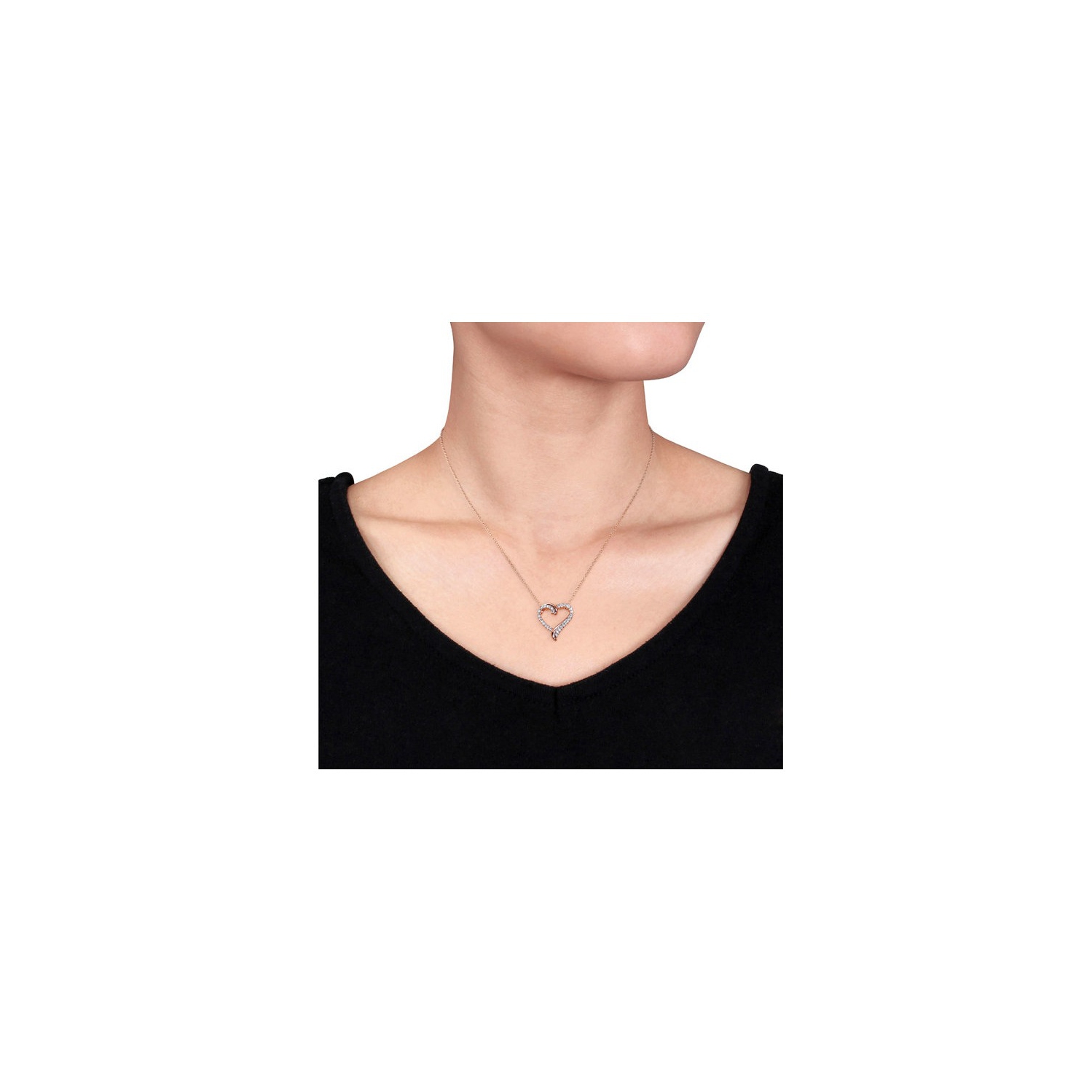 3/4 Carat Lab-Created White Sapphire Pendant Necklace in Rose Plated Sterling Silver With Chain