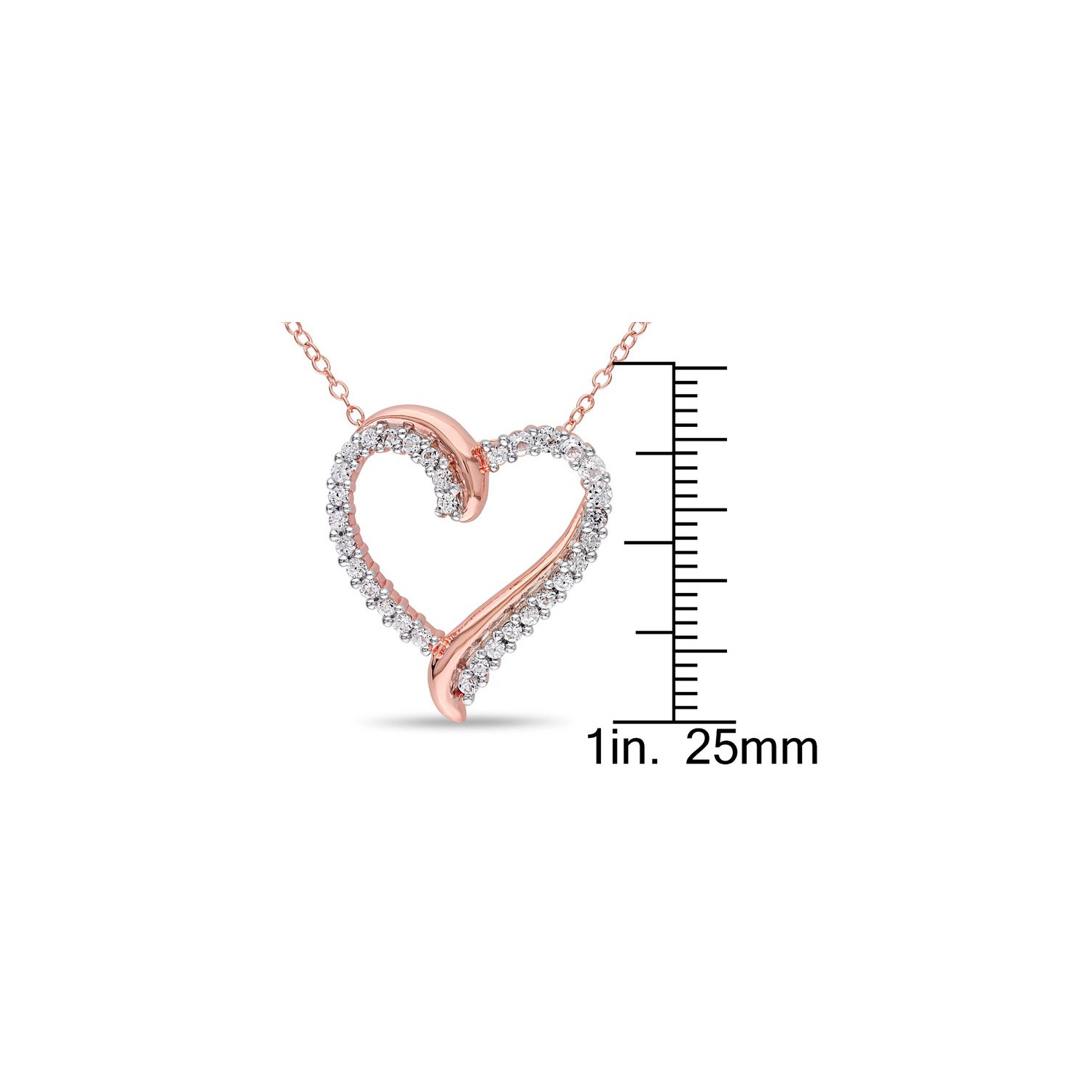 3/4 Carat Lab-Created White Sapphire Pendant Necklace in Rose Plated Sterling Silver With Chain