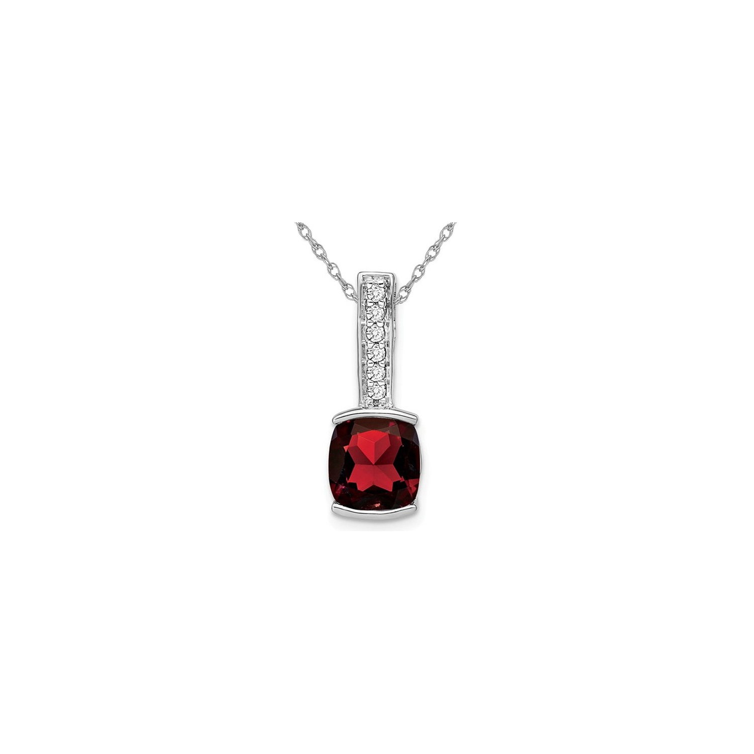 2.50 Carat Natural Garnet Pendant Necklace in 14K White Gold with Diamonds