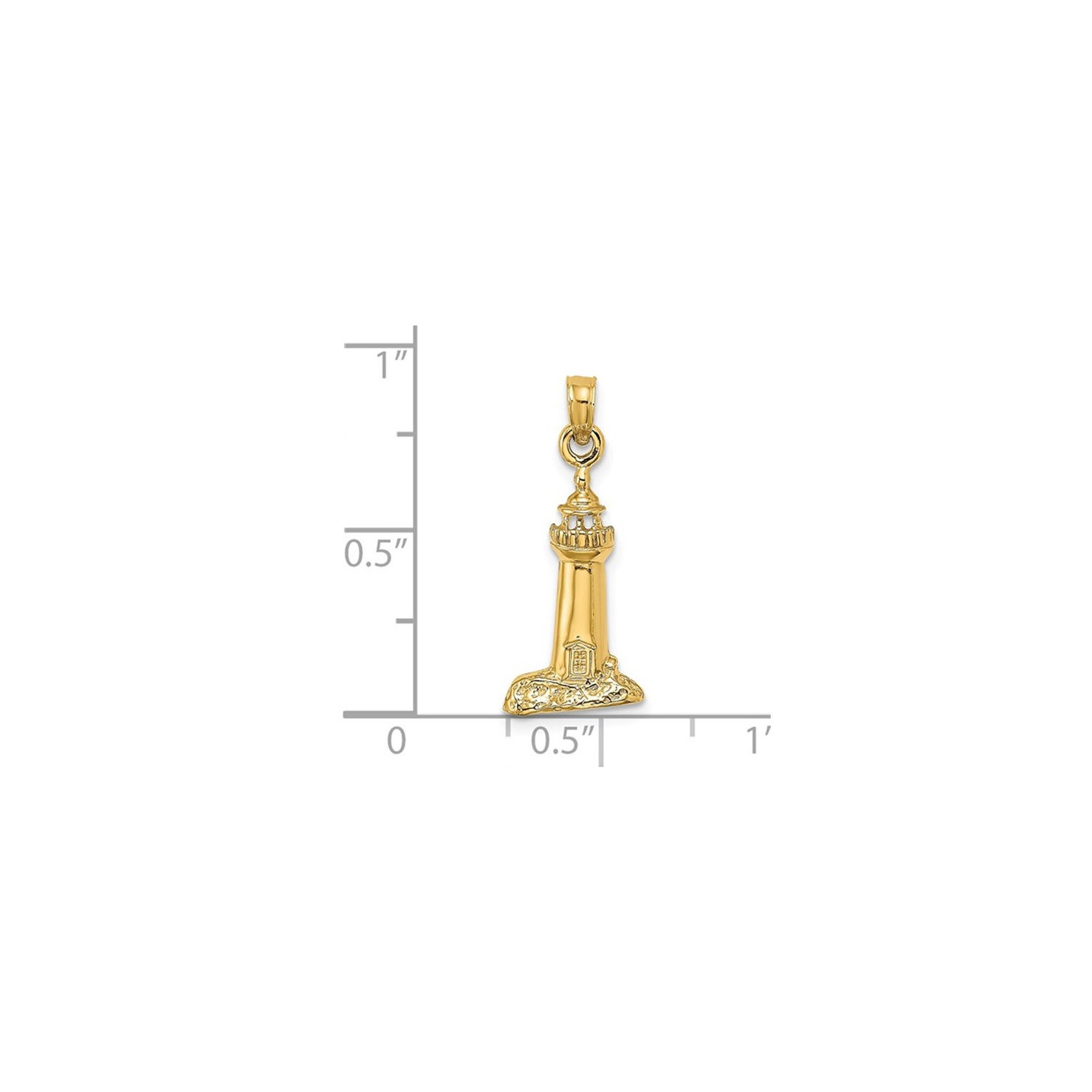 Breloque en forme de phare en or jaune 14 ct avec chaîne