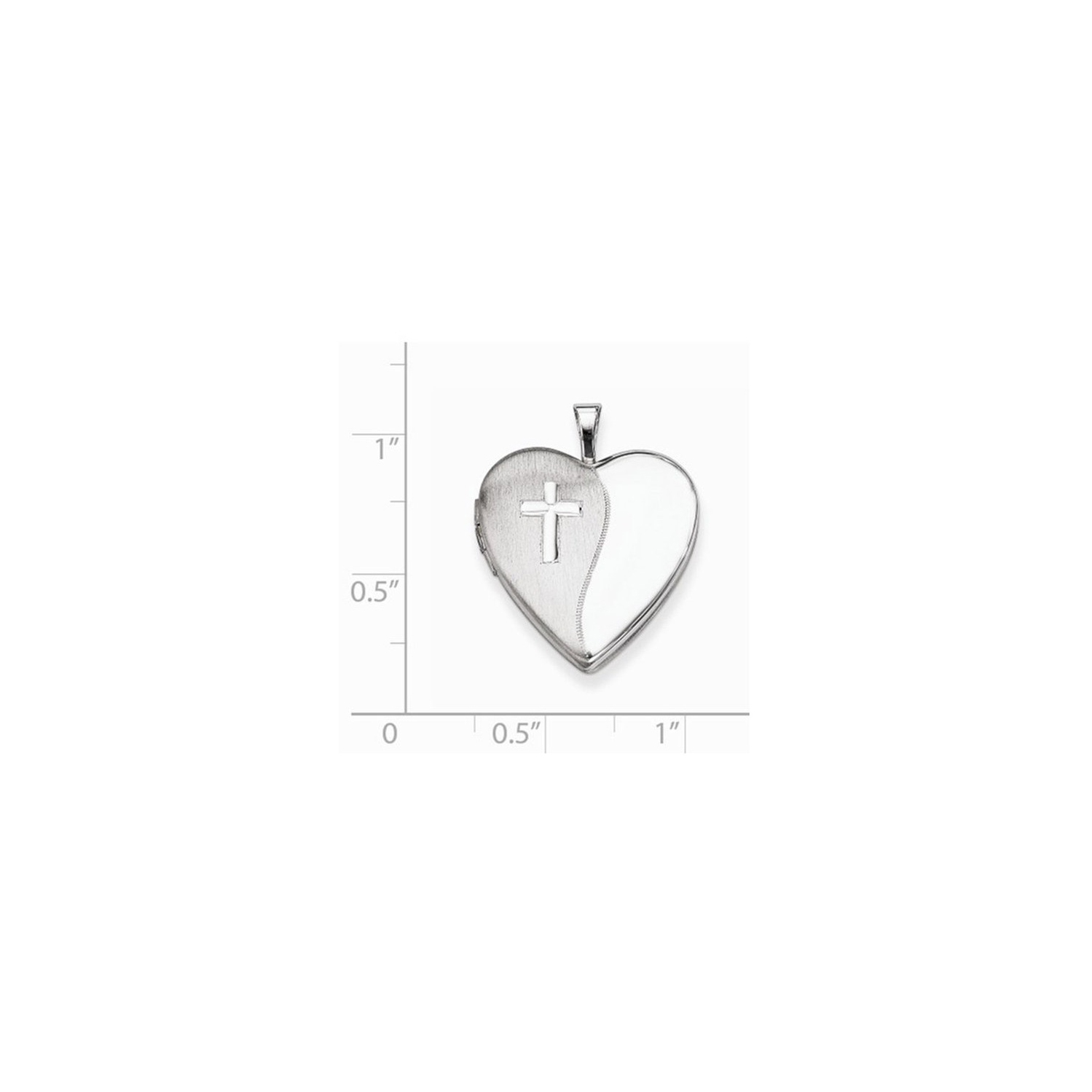 Sterling Silver Cross Heart Shaped Locket Pendant Necklace in